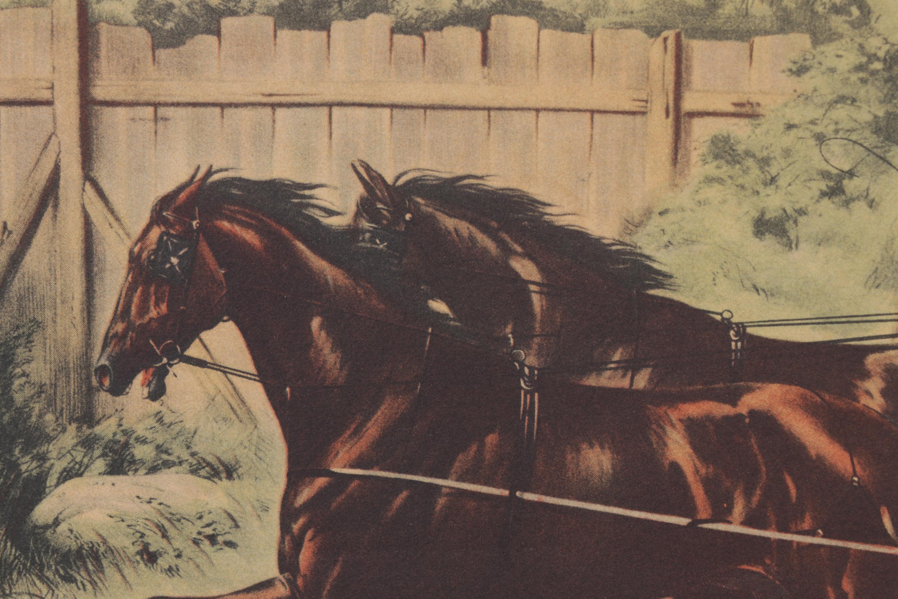 Offset Lithograph After Currier & Ives "...In Their Splendid Trotting Contest.."