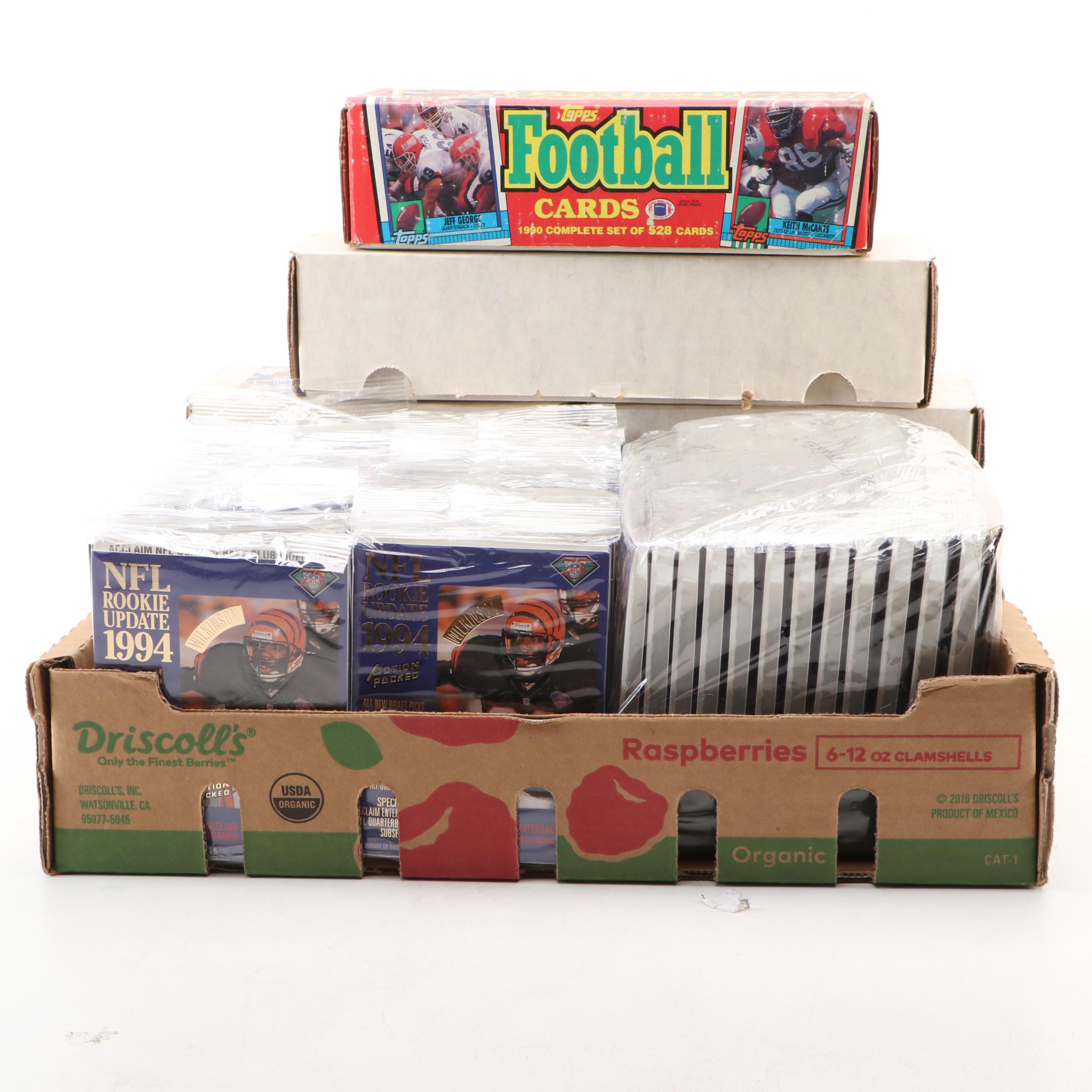 Pro-Set and Topps Football Card Sets with Sealed Action Packed Packs, 1990s