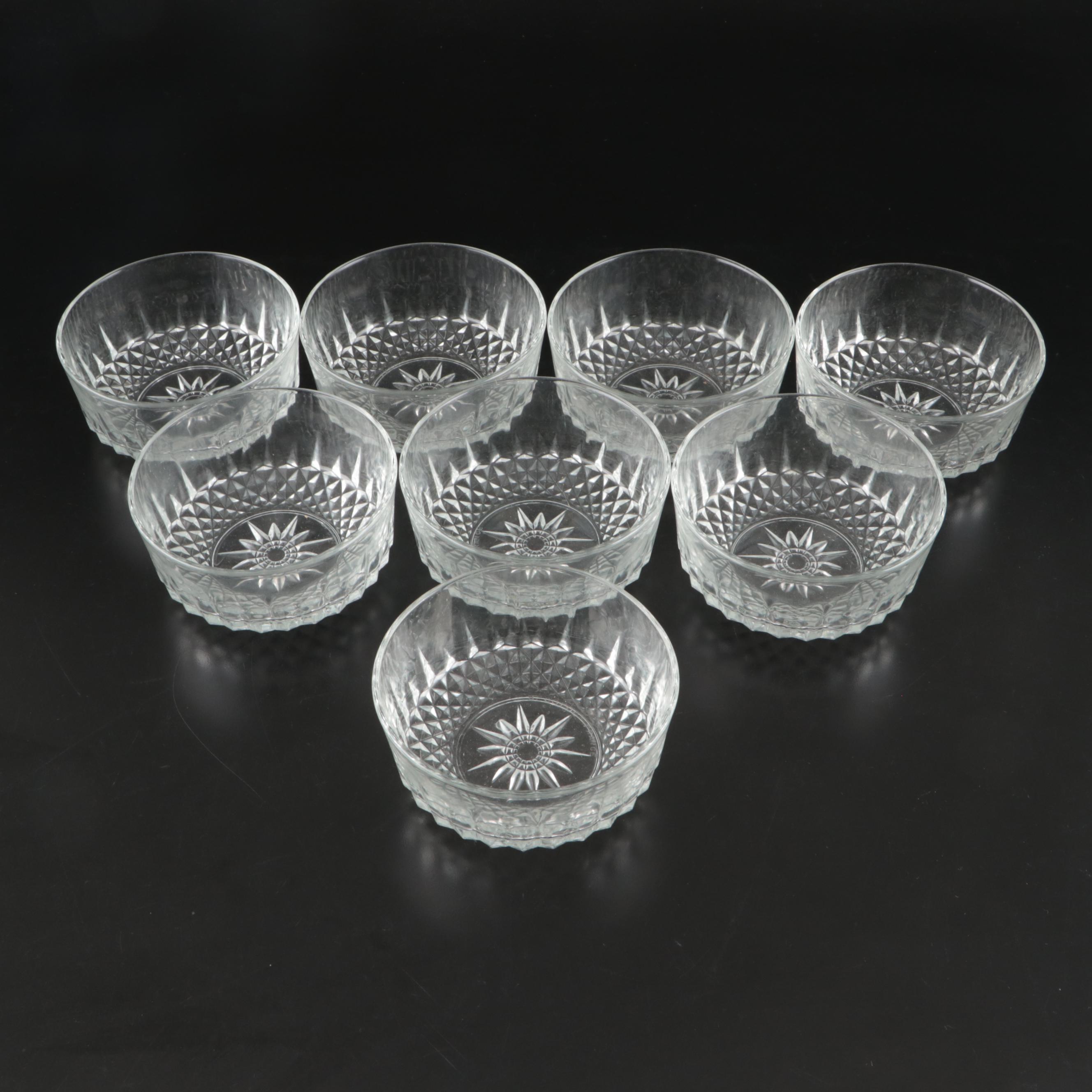 French Arcoroc Pressed Glass Serving Bowls and Dessert Bowls