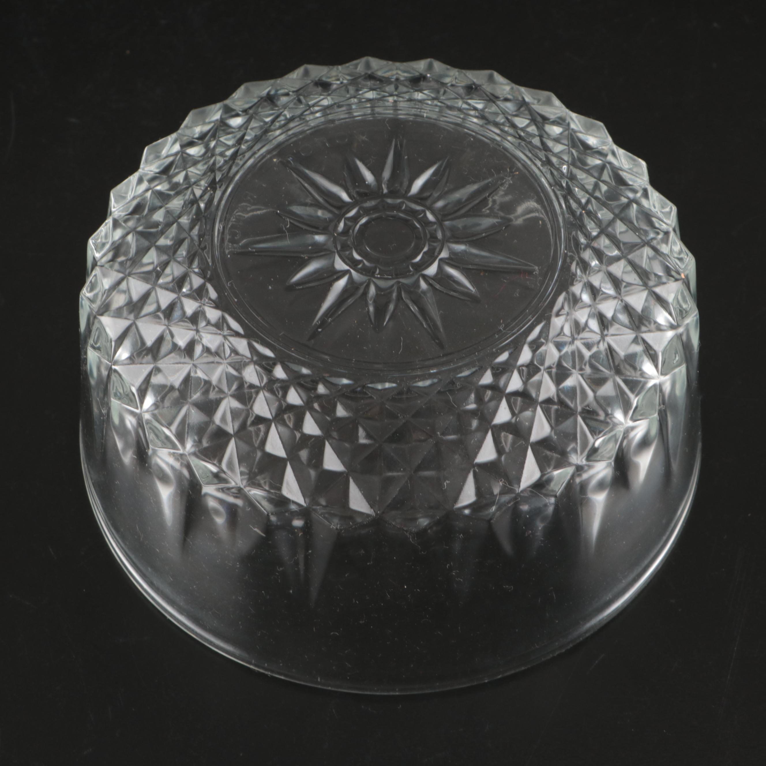 French Arcoroc Pressed Glass Serving Bowls and Dessert Bowls