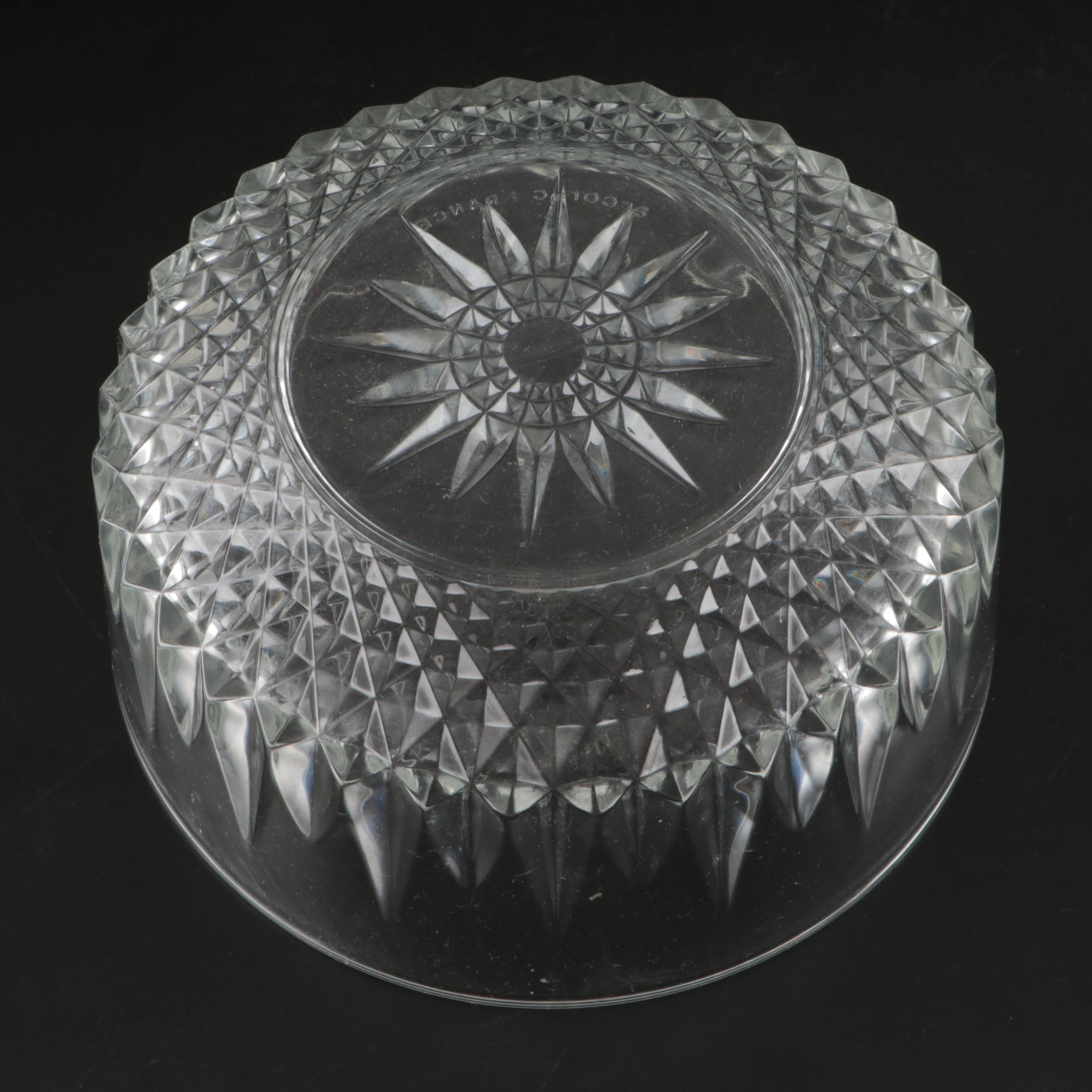 French Arcoroc Pressed Glass Serving Bowls and Dessert Bowls