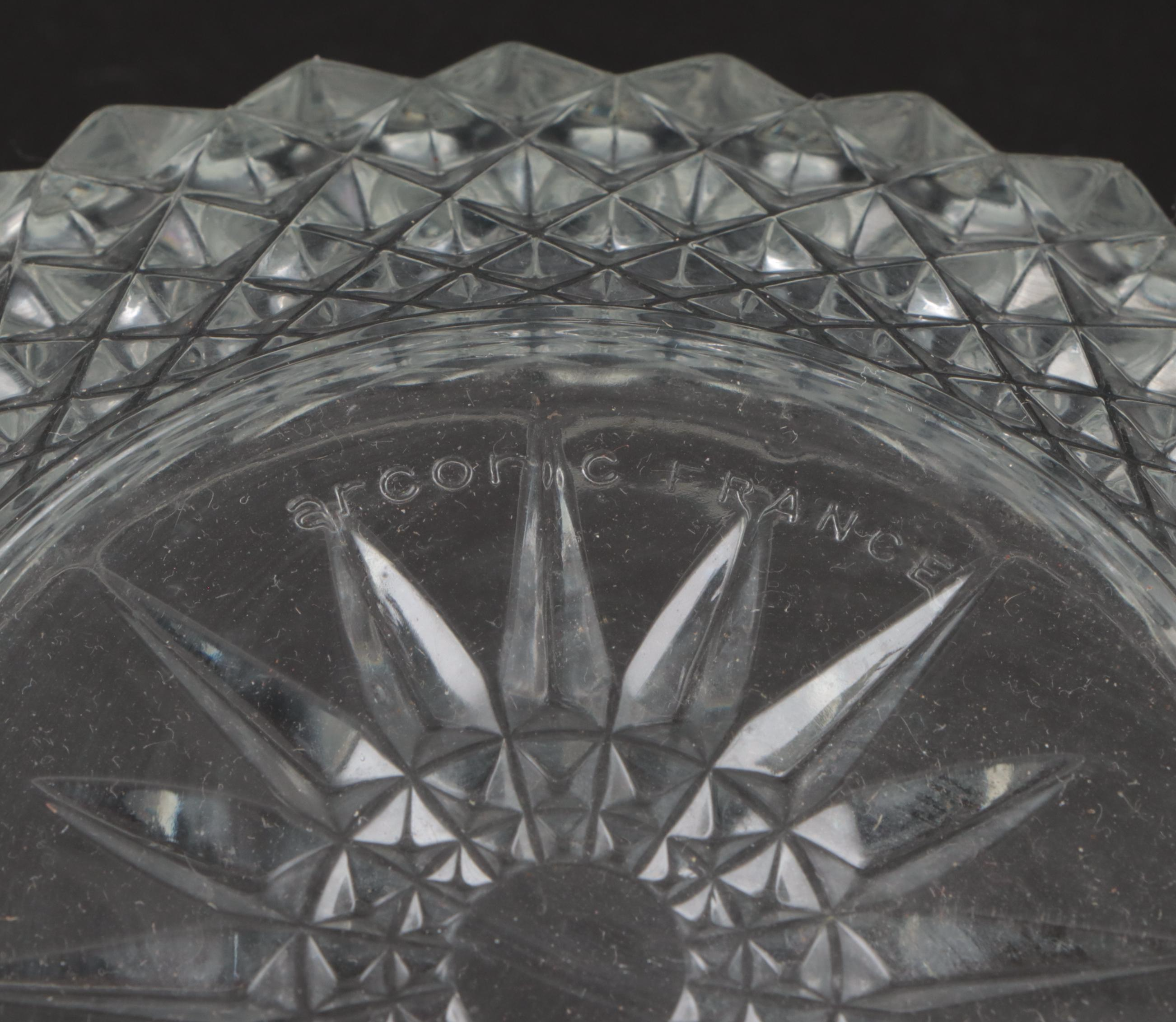 French Arcoroc Pressed Glass Serving Bowls and Dessert Bowls