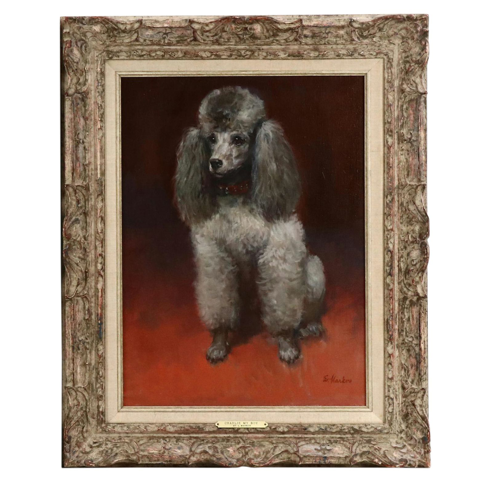 Lajos Markos Poodle Portrait Oil Painting "Charlie My Boy"