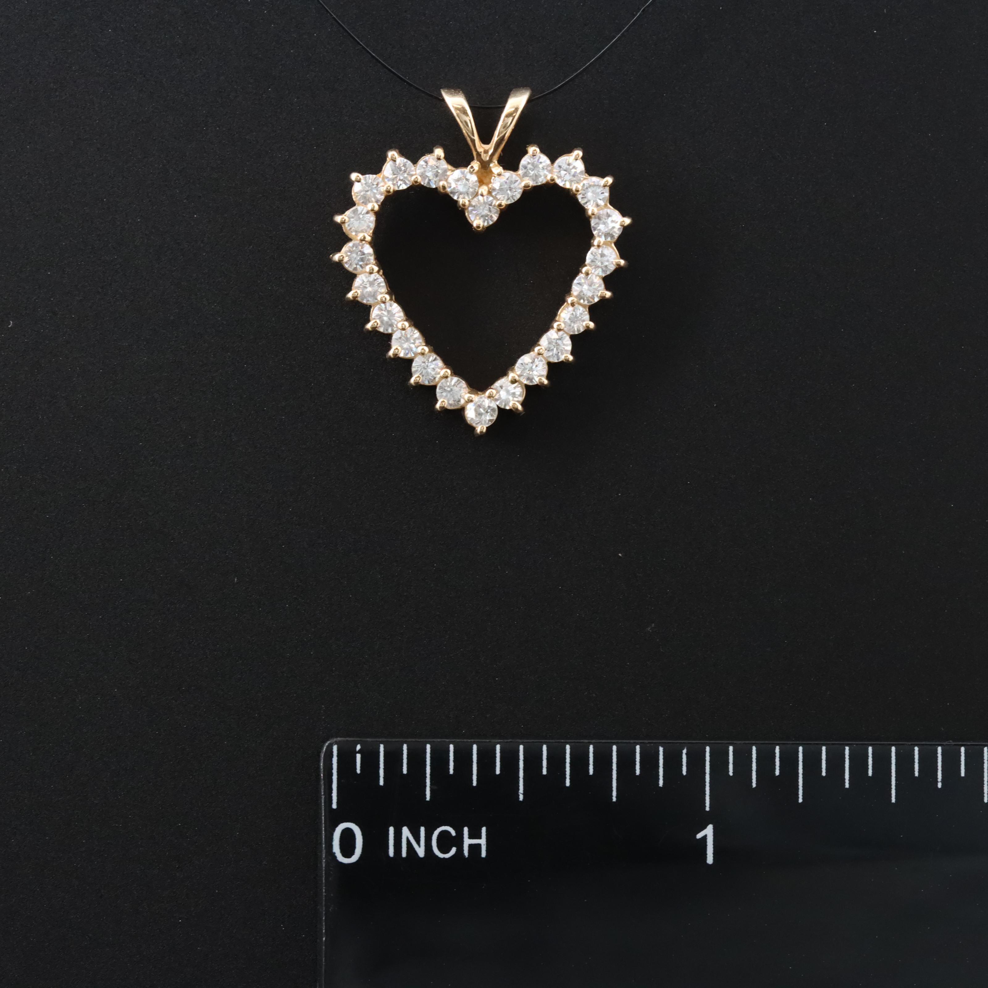 14K CZ Heart Pendant