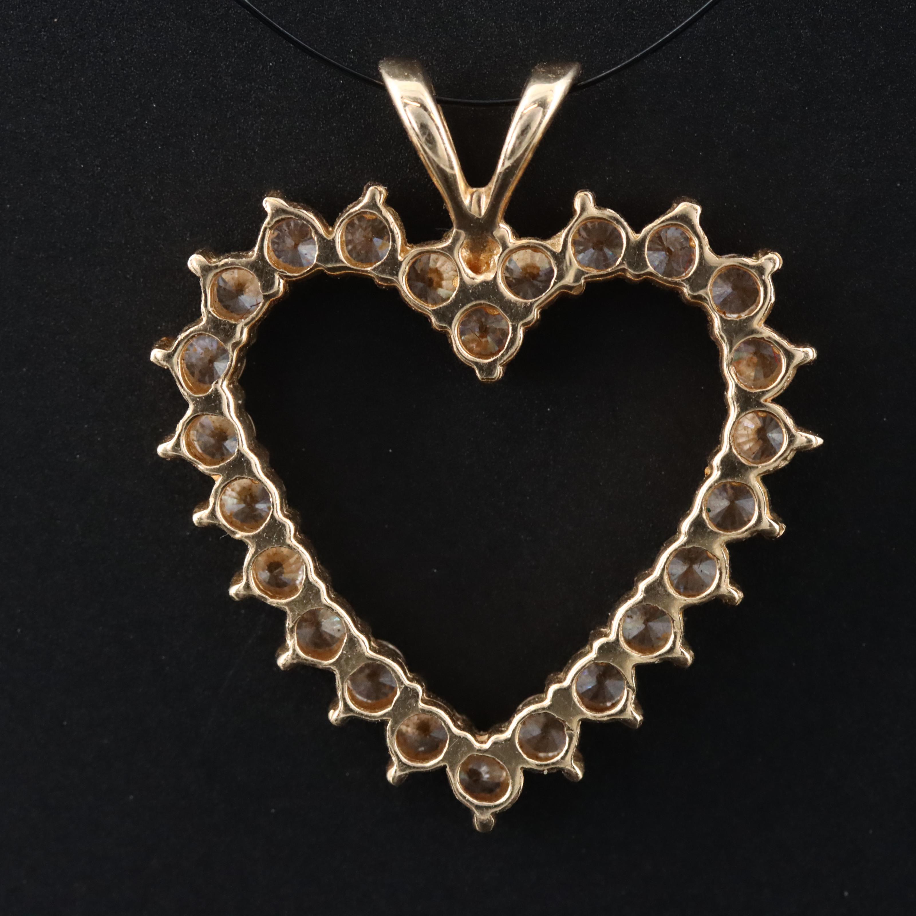 14K CZ Heart Pendant