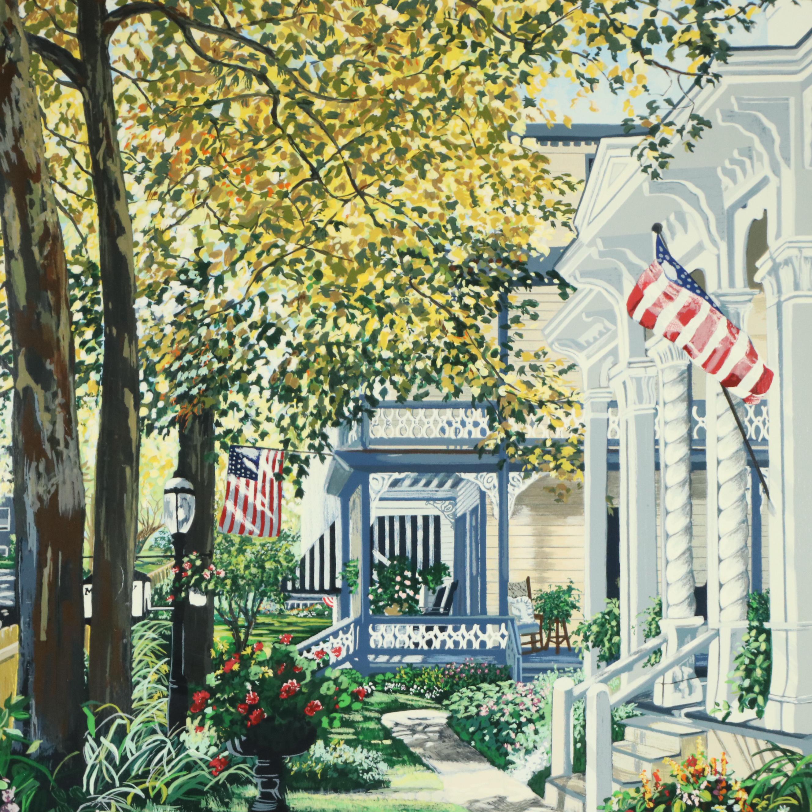 Susan Rios Serigraph "Main Street," Circa 1986