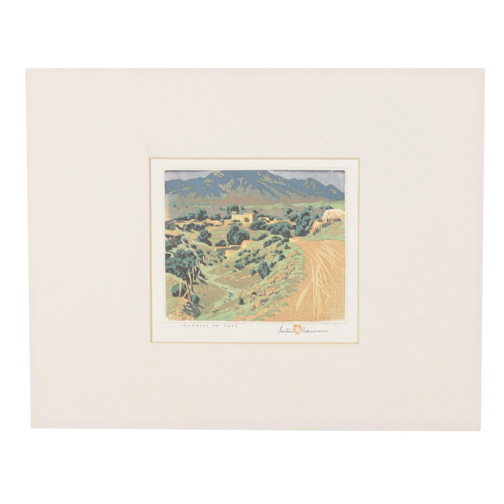 Offset Lithograph after Gustave Baumann "Ranchos de Taos", 1930
