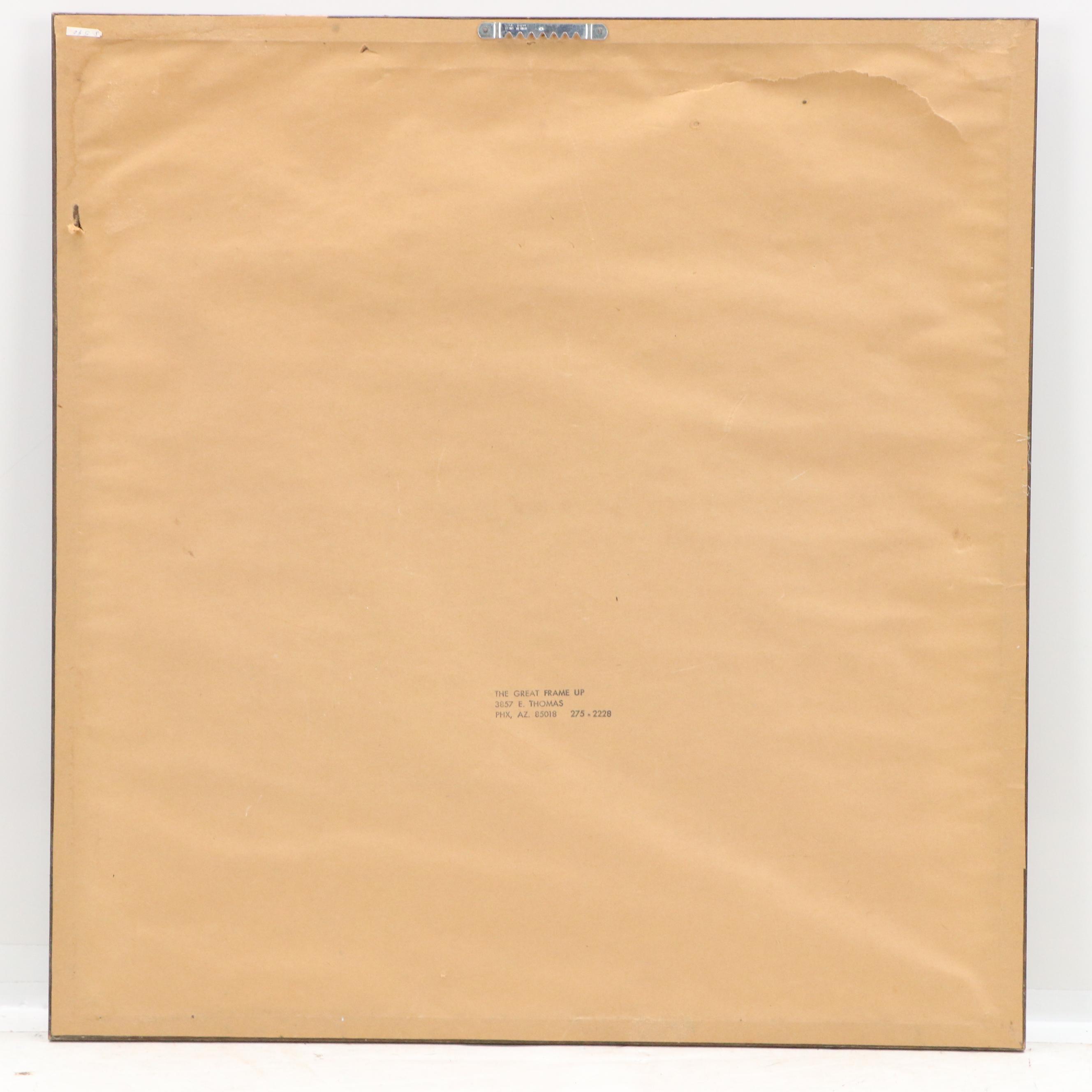 Needlepoint Embroidery Floral Still Life and Basket, Late 20th Century