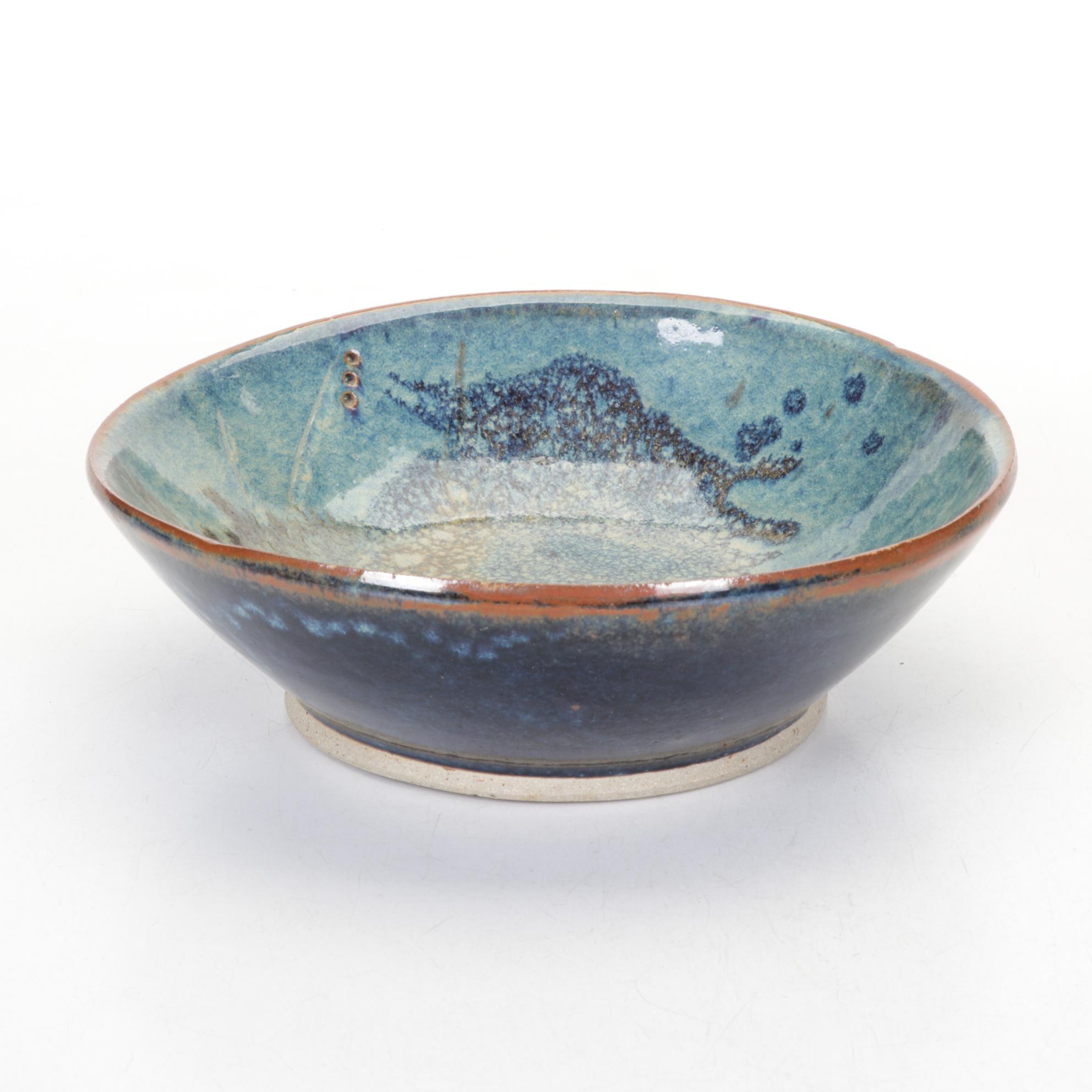 Hand-Thrown Pottery Bowls with Francoma Vase, Late 20th Century