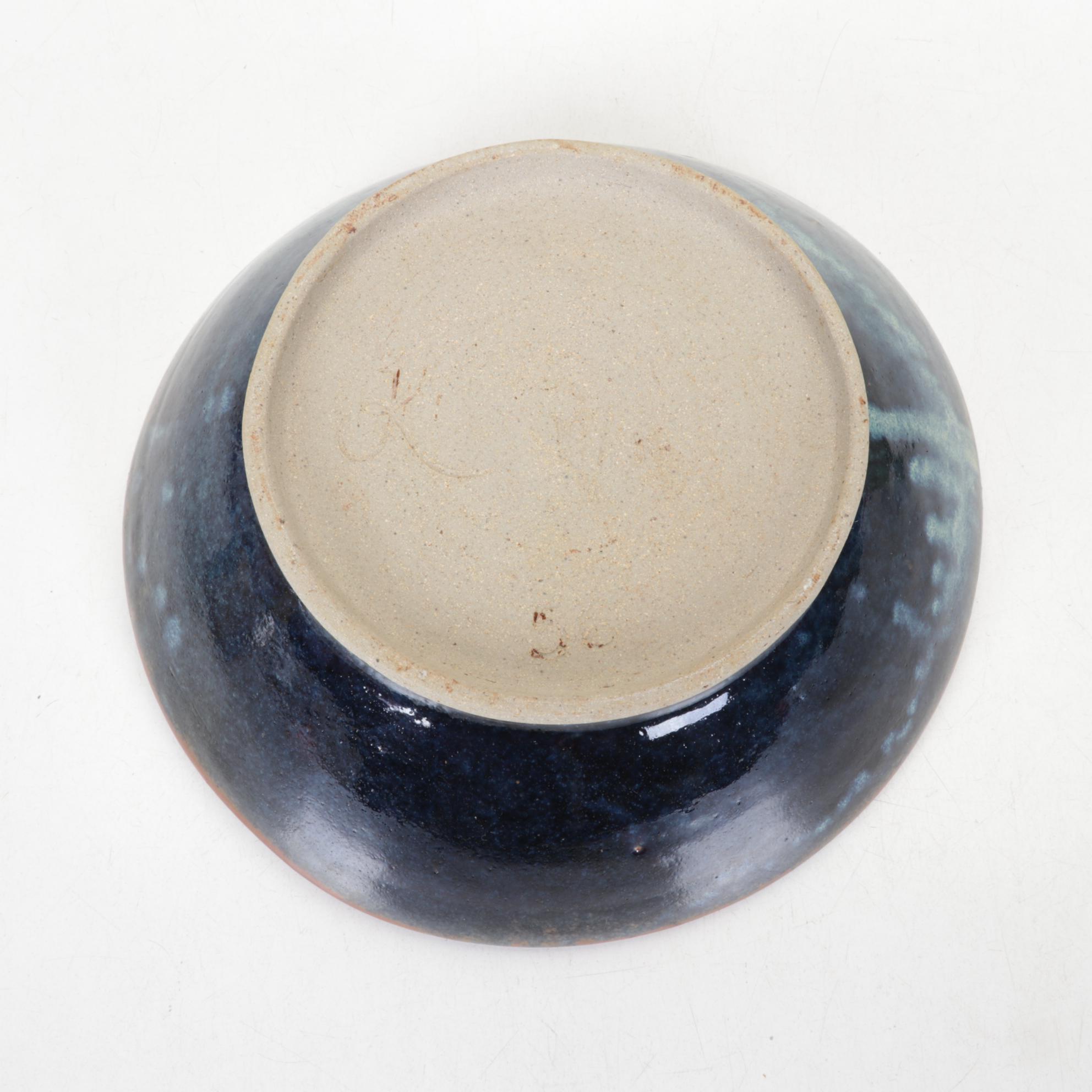 Hand-Thrown Pottery Bowls with Francoma Vase, Late 20th Century