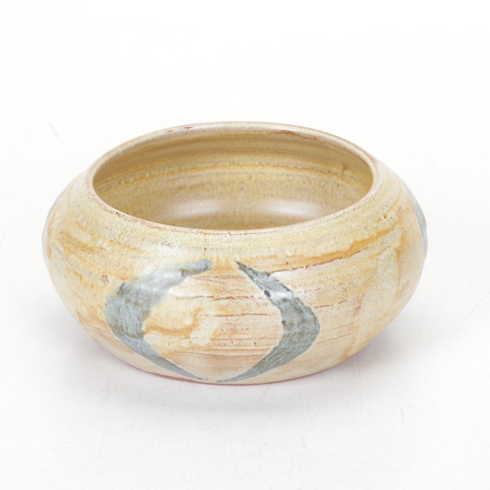 Hand-Thrown Pottery Bowls with Francoma Vase, Late 20th Century