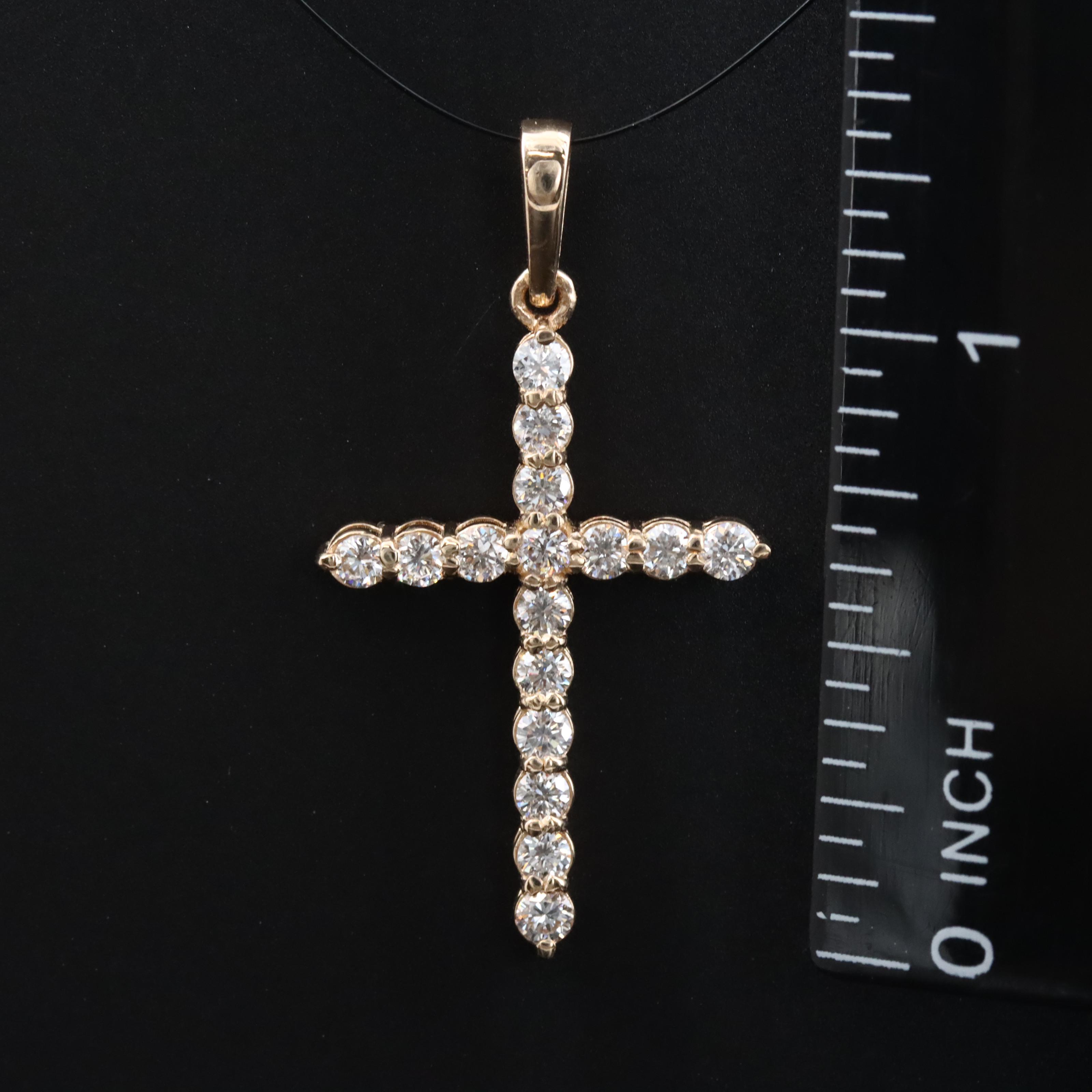 14K Lab Grown Diamond Cross Pendant