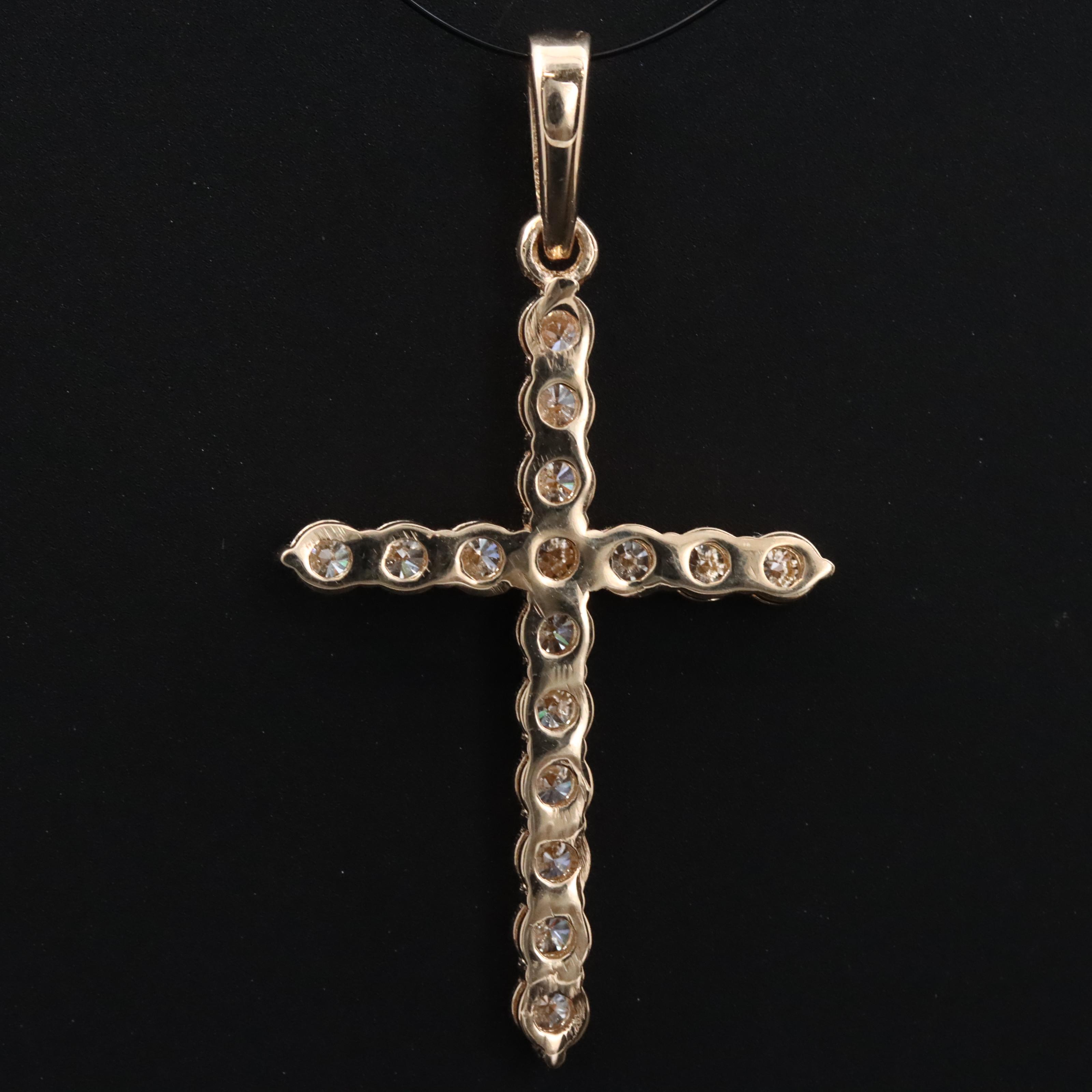 14K Lab Grown Diamond Cross Pendant