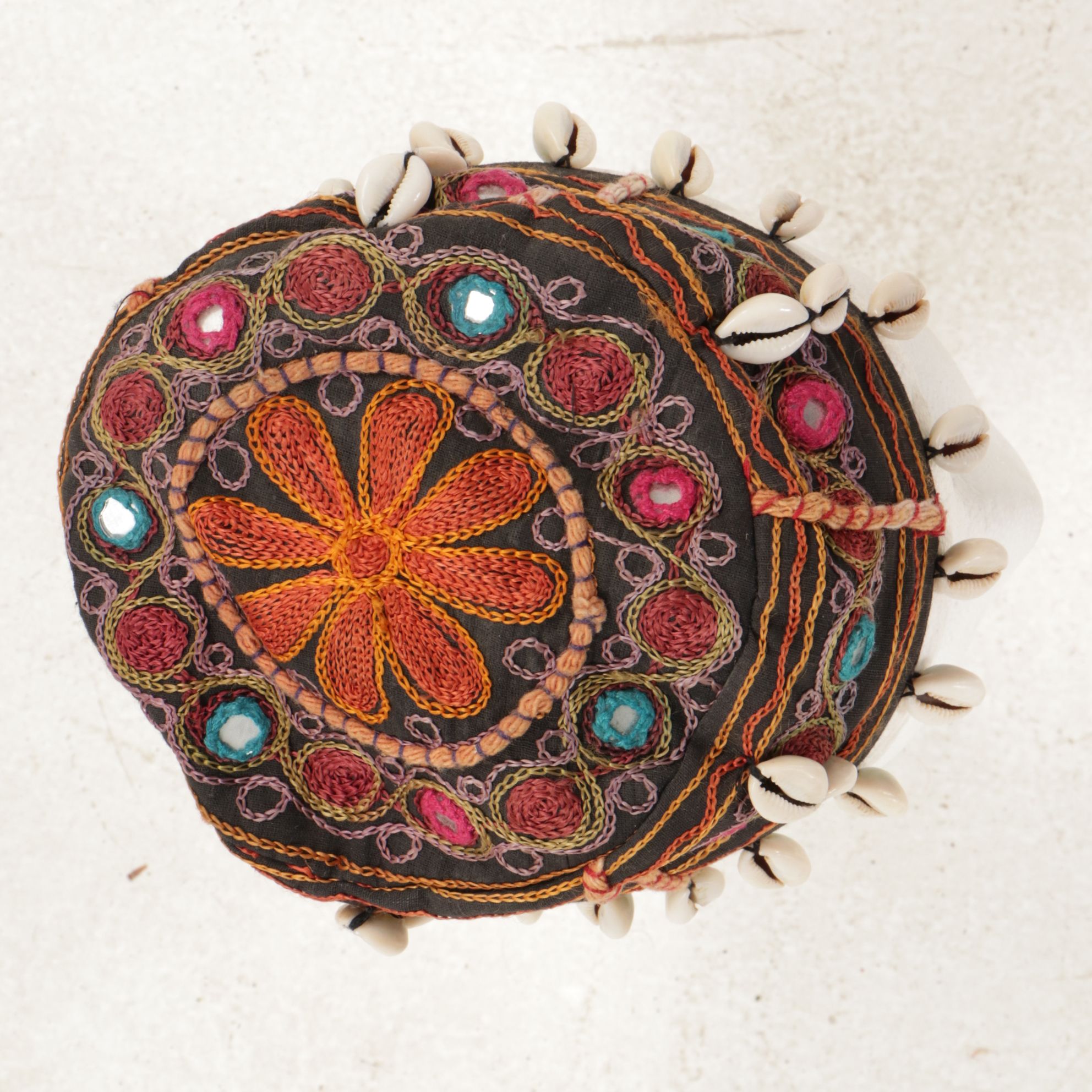 Indian Patchwork Embroidery and Beadwork Quilt, and Hand-Stitched Turkoman Hat