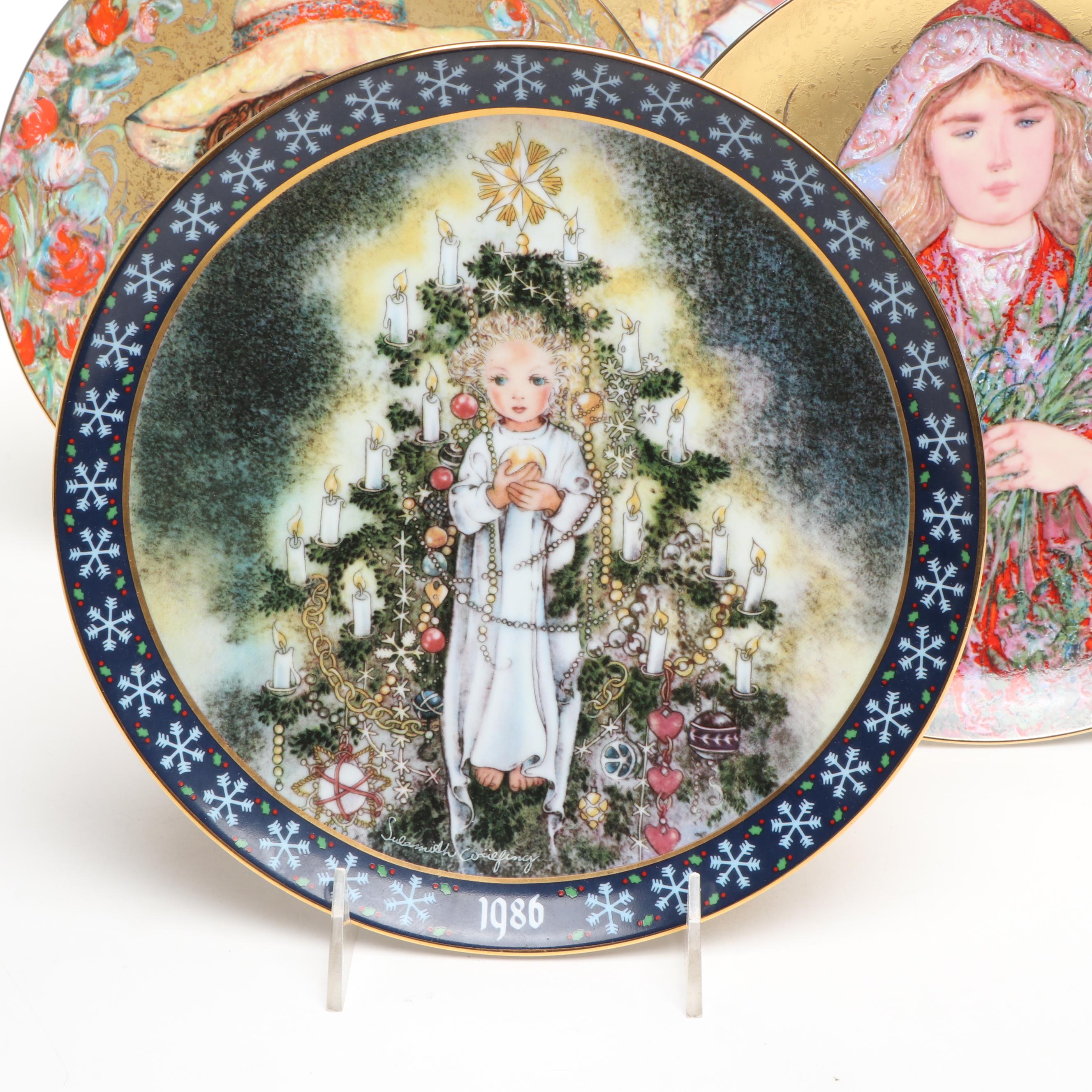 Edna Hibel The Flower Girl Series Porcelain Plates with Other Plate