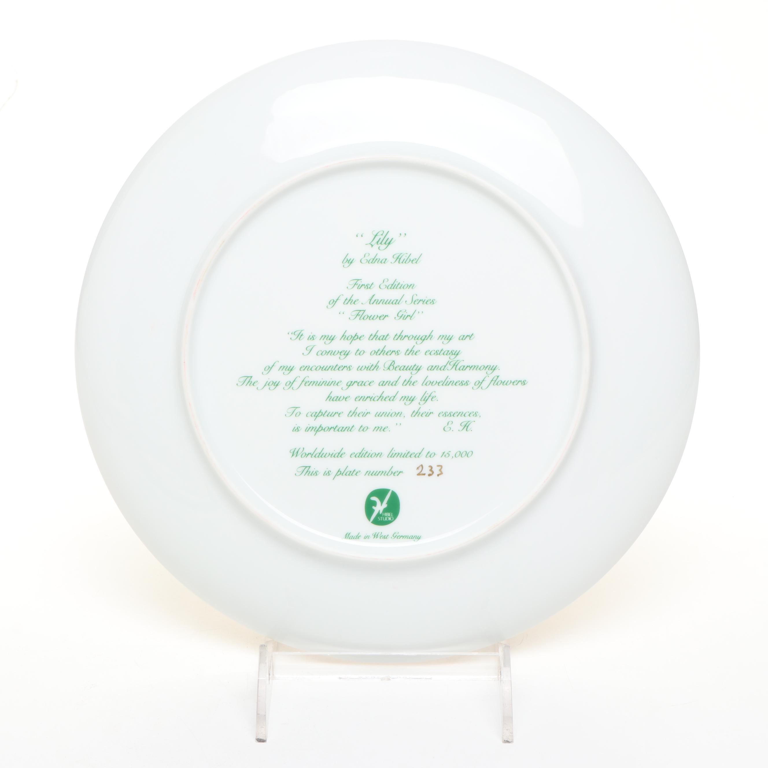 Edna Hibel The Flower Girl Series Porcelain Plates with Other Plate