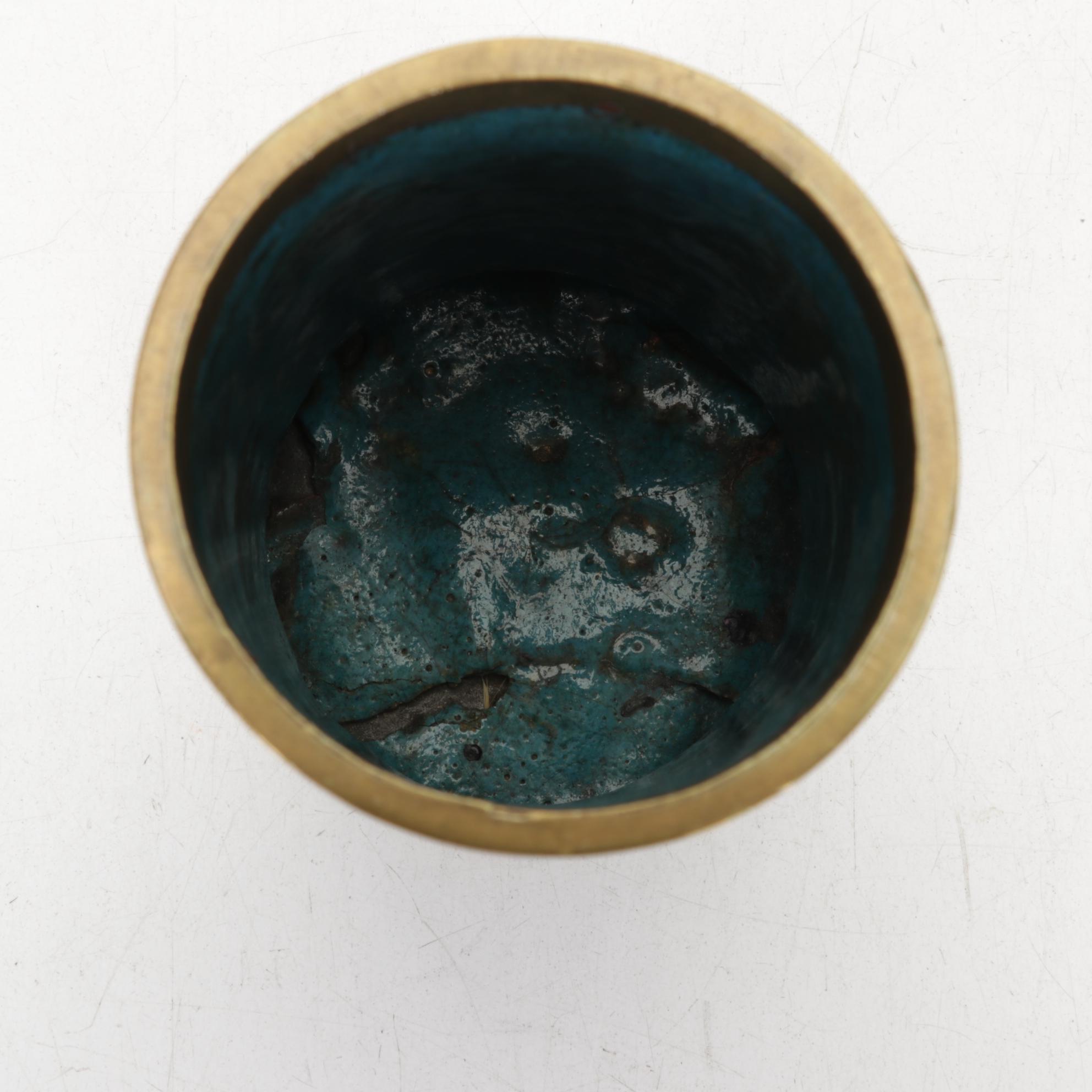 Cloisonné Enamel Plate and Butterfly Motif Brush Pot