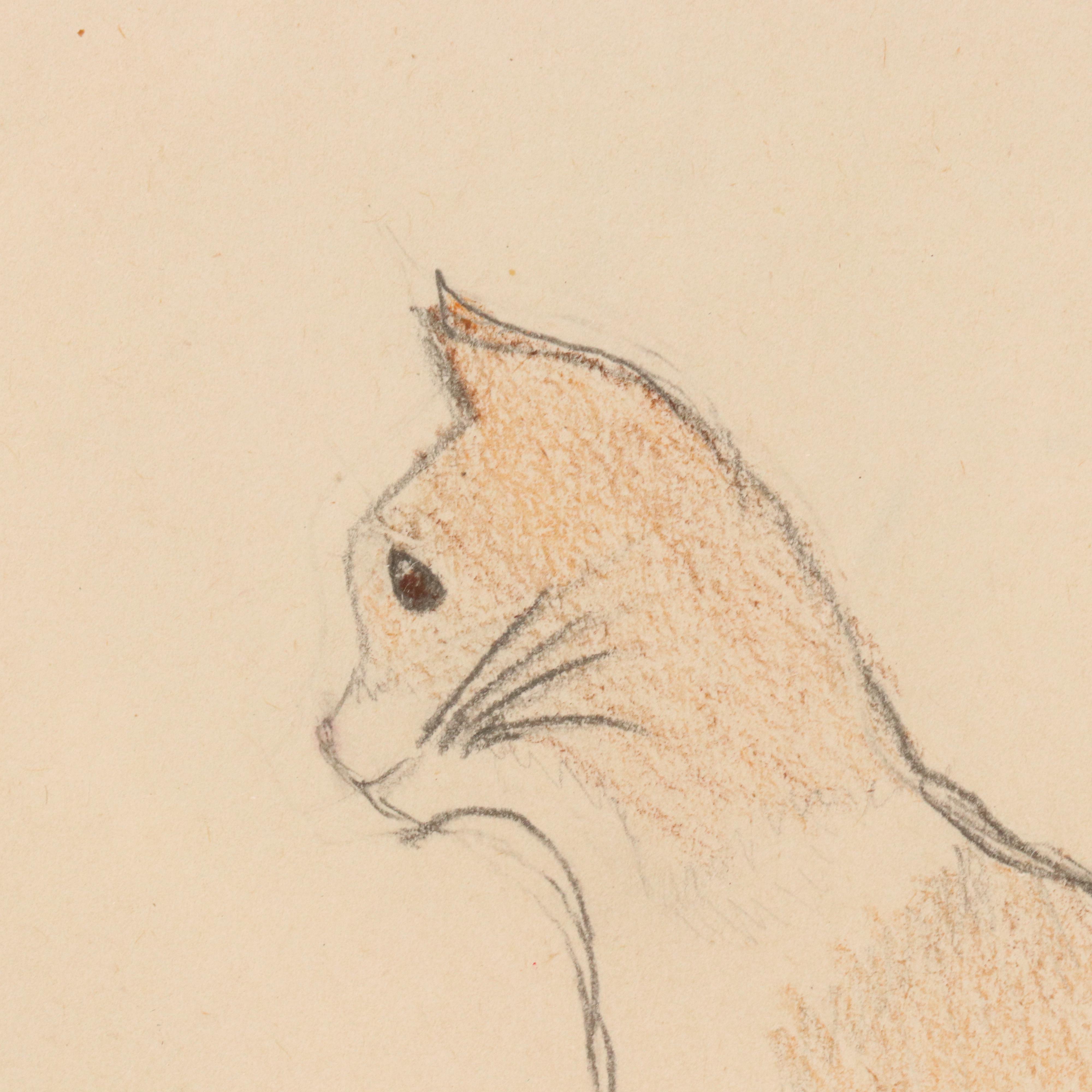 N. A. Noel Offset Lithograph "Calico" and Other Cat-Themed Art, 20th Century