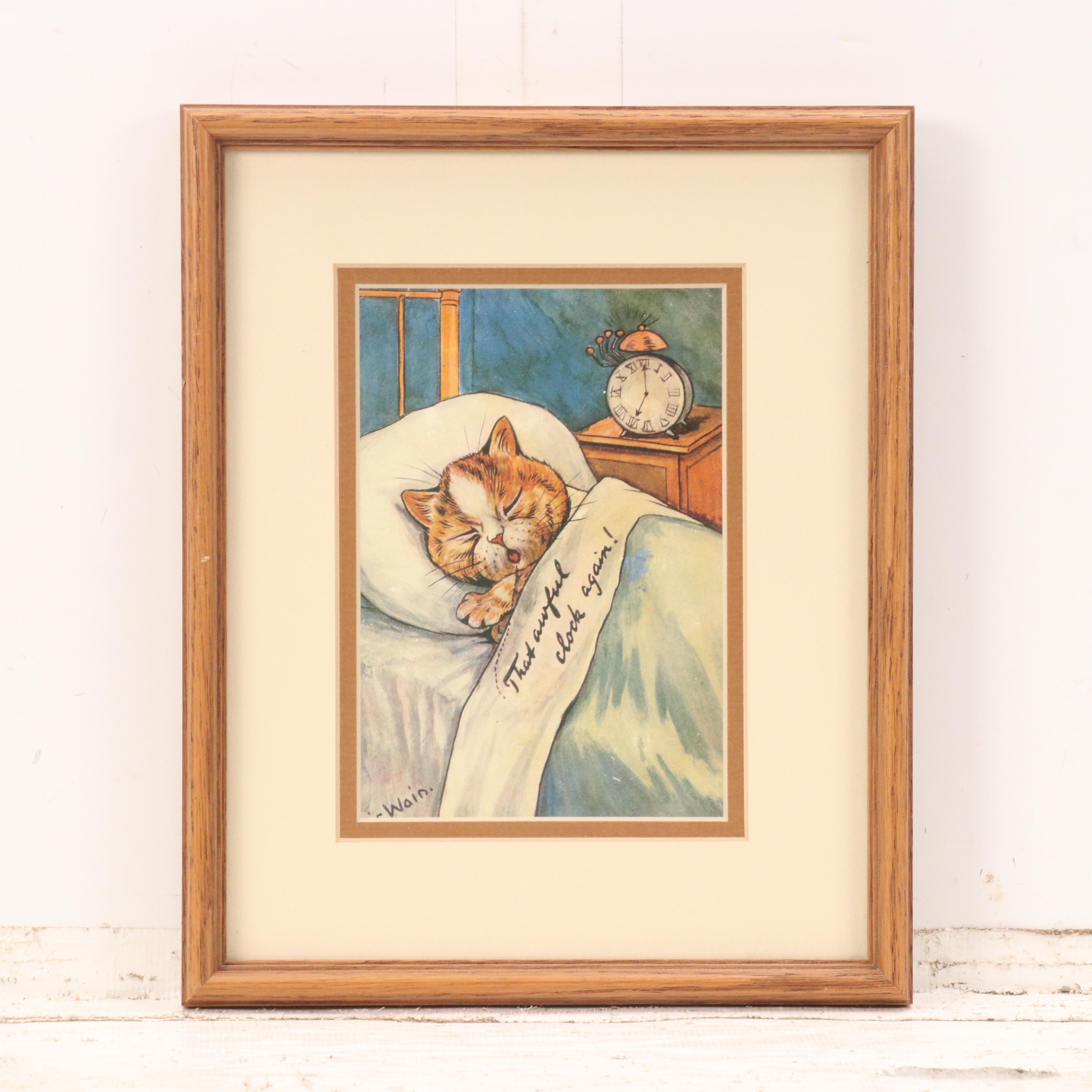 N. A. Noel Offset Lithograph "Calico" and Other Cat-Themed Art, 20th Century
