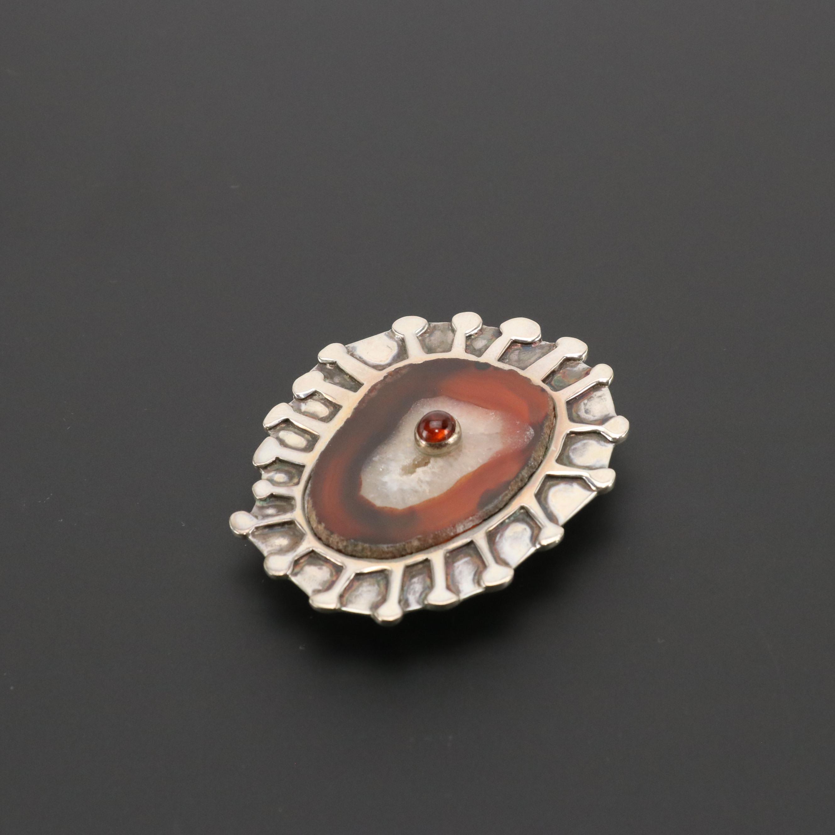 Sterling Silver Carnelian Agate Belt Buckle