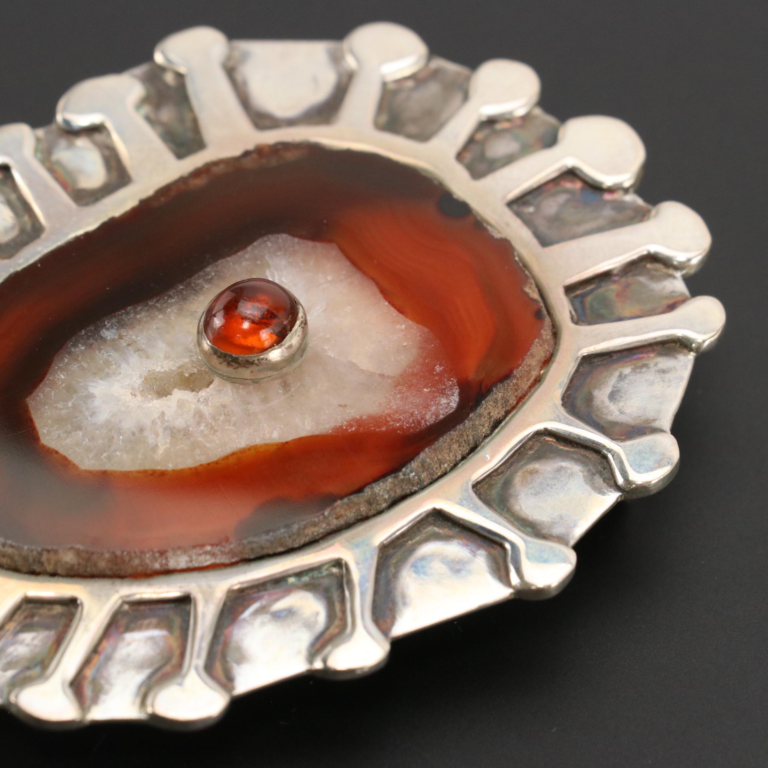 Sterling Silver Carnelian Agate Belt Buckle