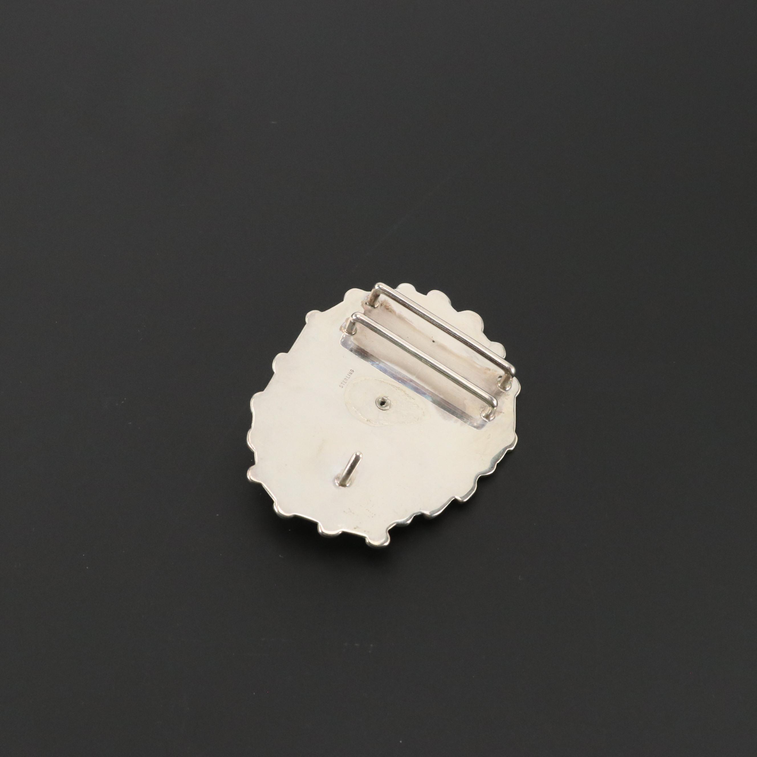 Sterling Silver Carnelian Agate Belt Buckle