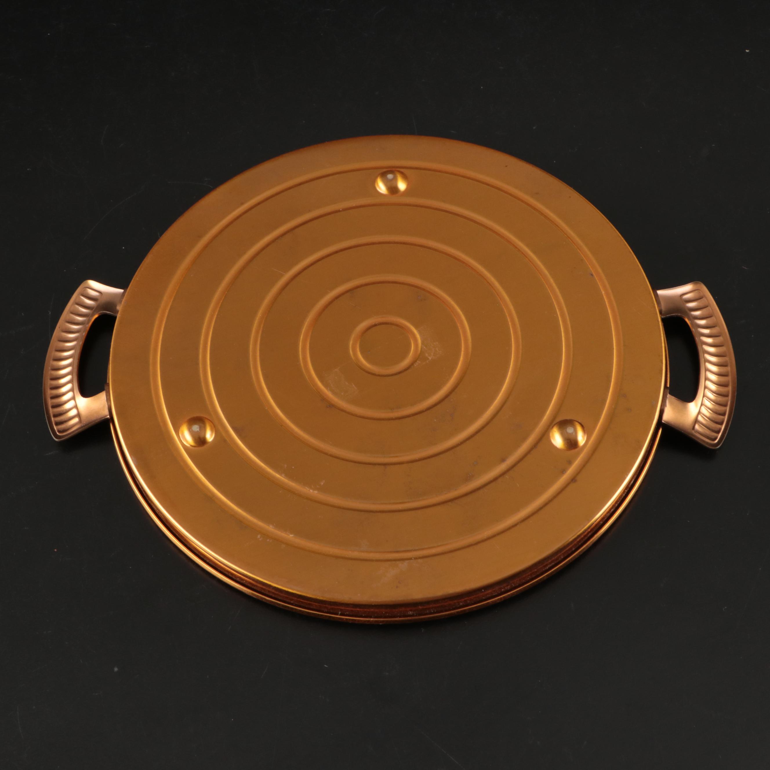 Floral Porcelain Serving Dish and Pitcher with Other Gold Finish Metal Tableware