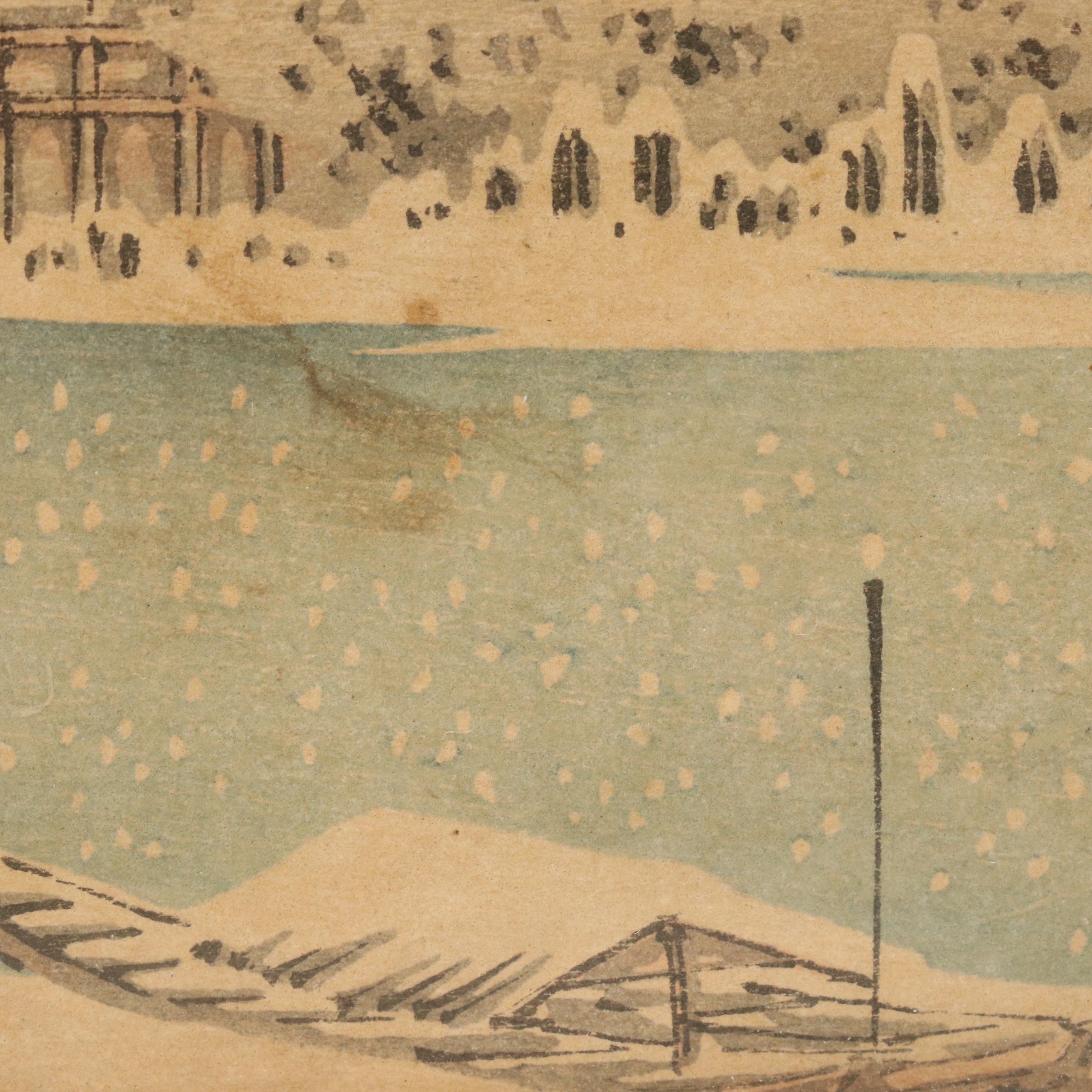 Arai Yoshimune Woodblock "Snowy Evening," 1910