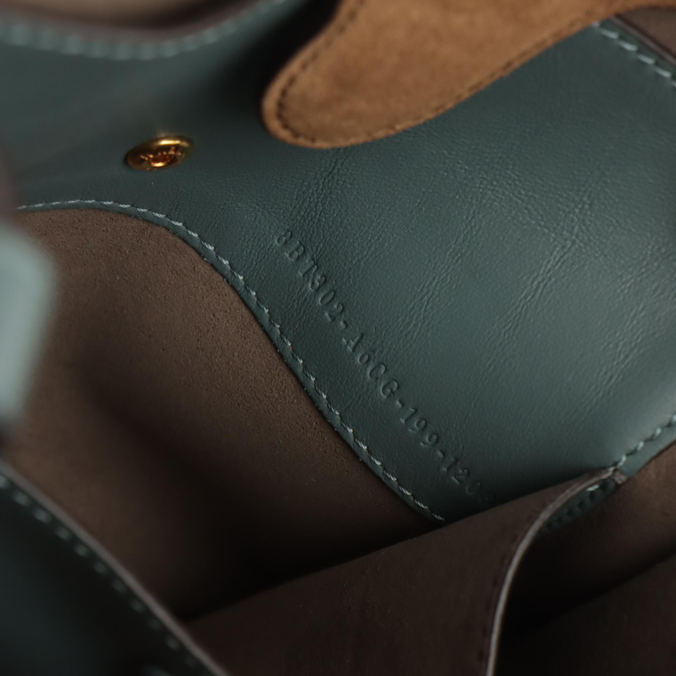 Fendi Small Grace Flip Tote in Blue Calfskin Leather and Brown Suede