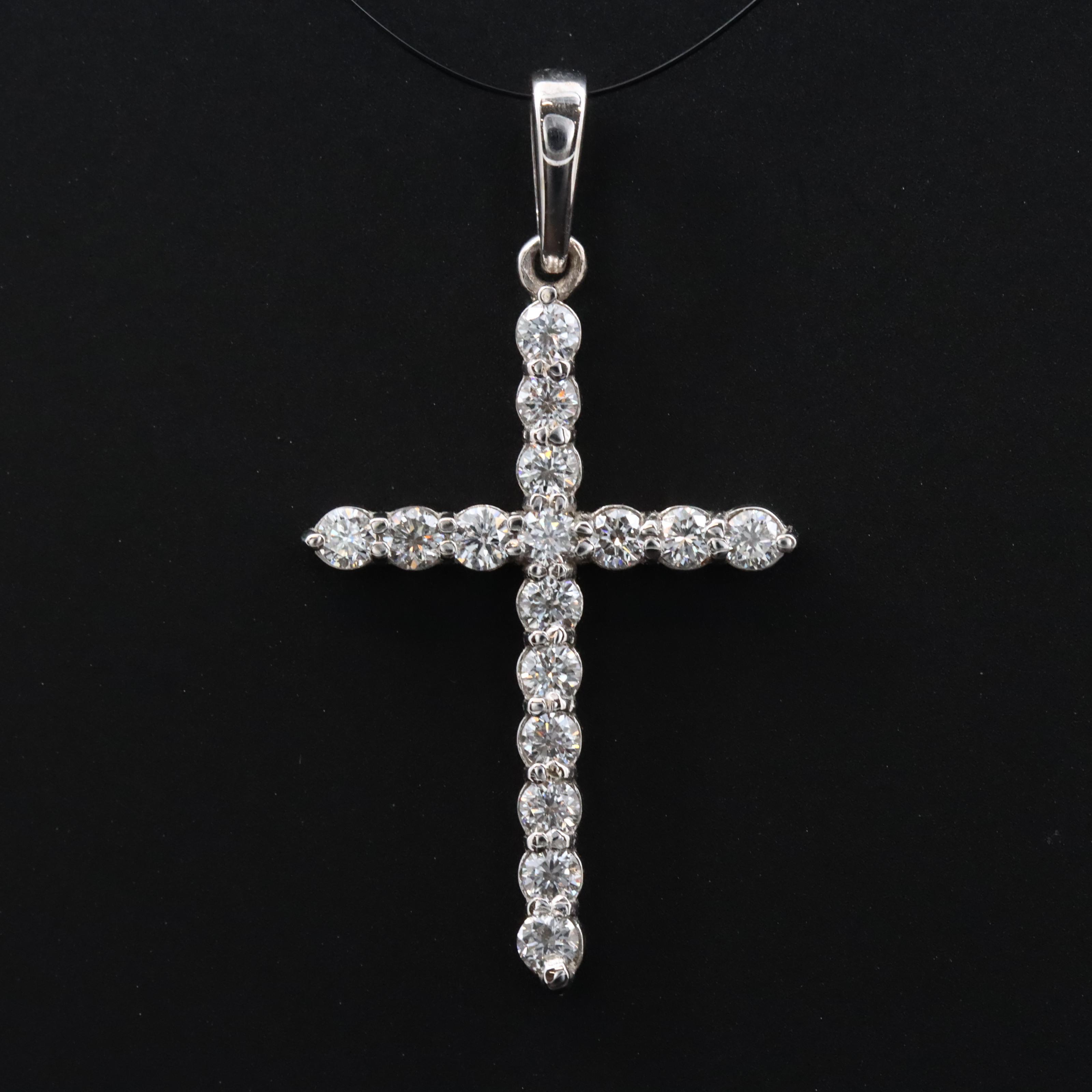 14K 0.75 CTW Lab Grown Diamond Cross Pendant