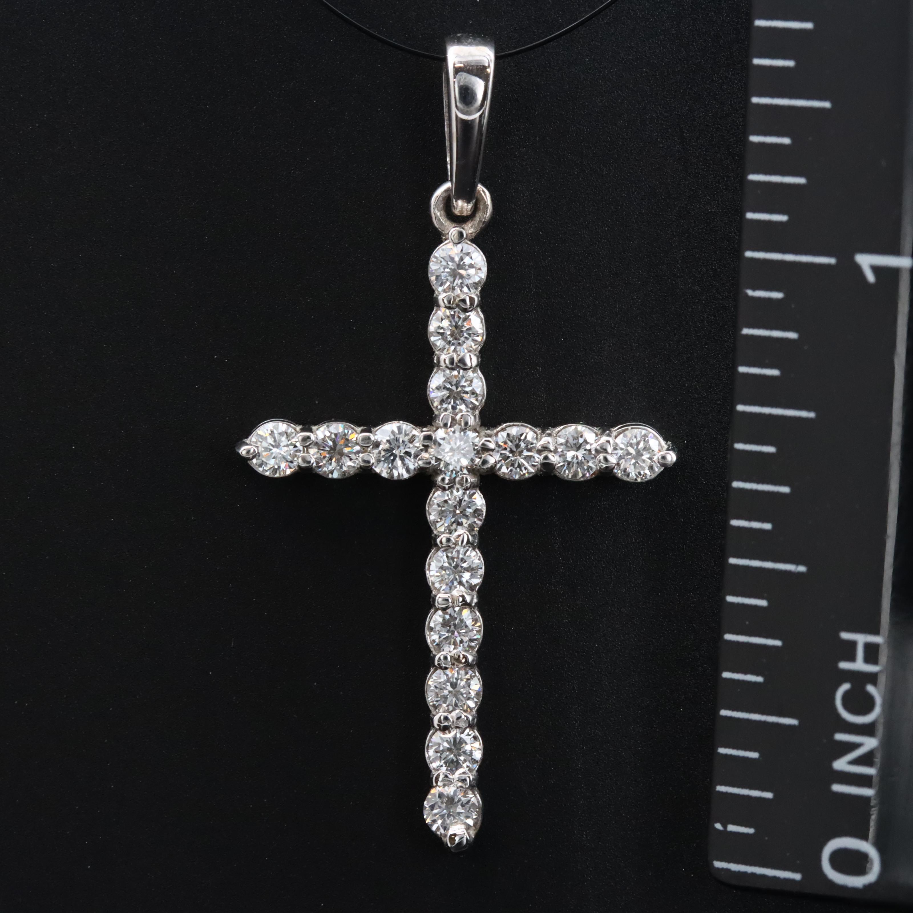 14K 0.75 CTW Lab Grown Diamond Cross Pendant