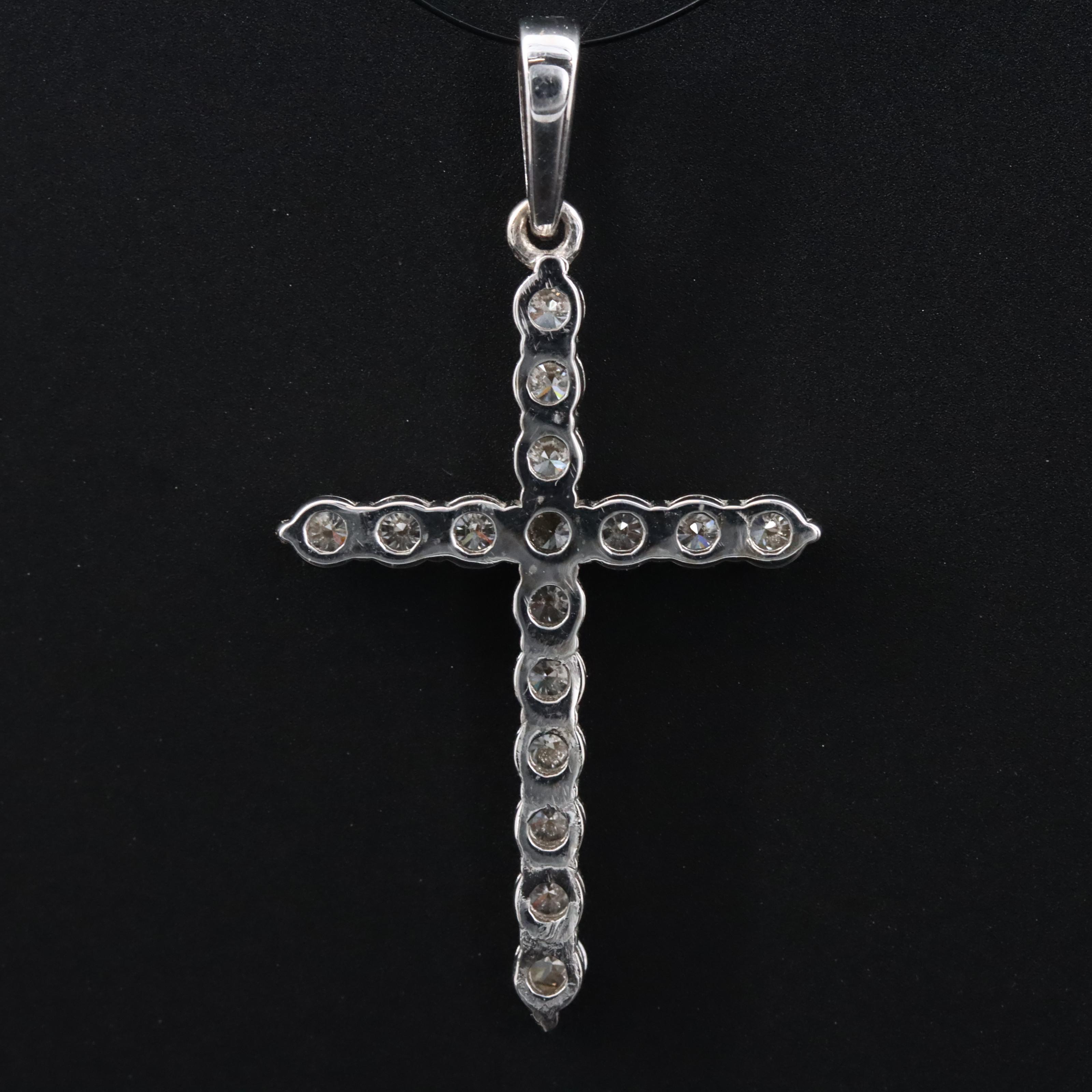 14K 0.75 CTW Lab Grown Diamond Cross Pendant
