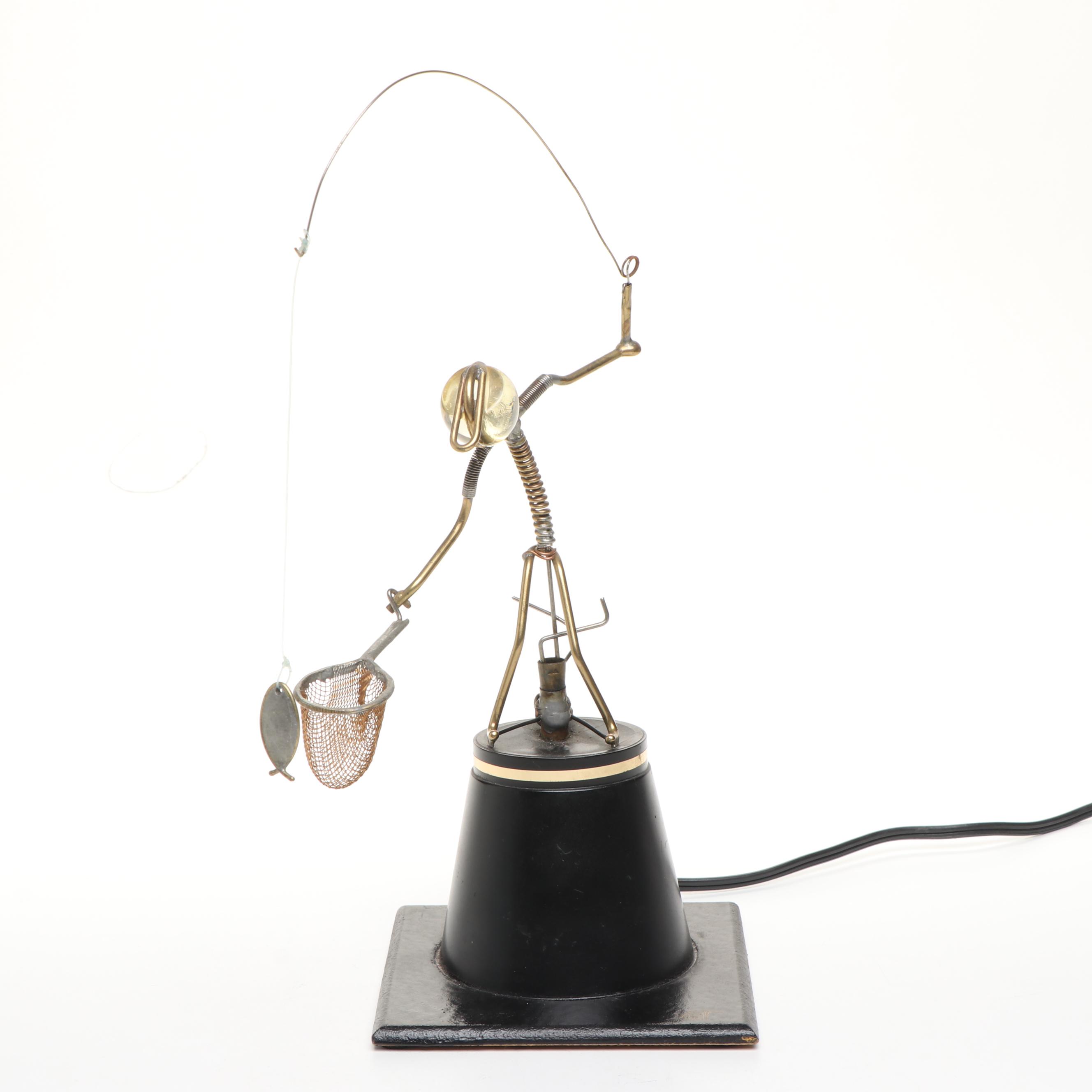 Gordon Bradt Kinetic Fisherman Sculpture