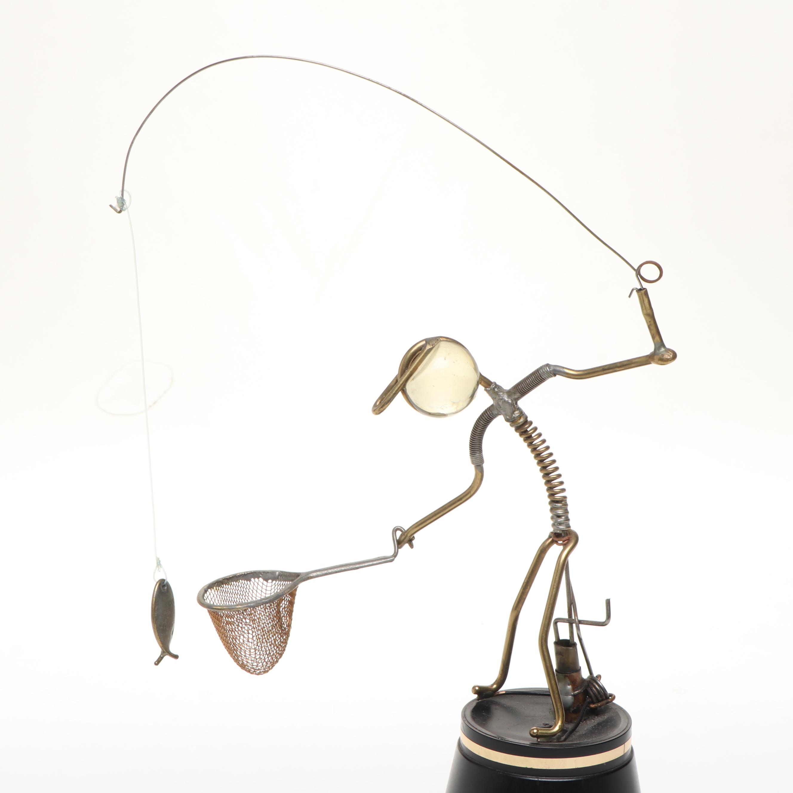 Gordon Bradt Kinetic Fisherman Sculpture