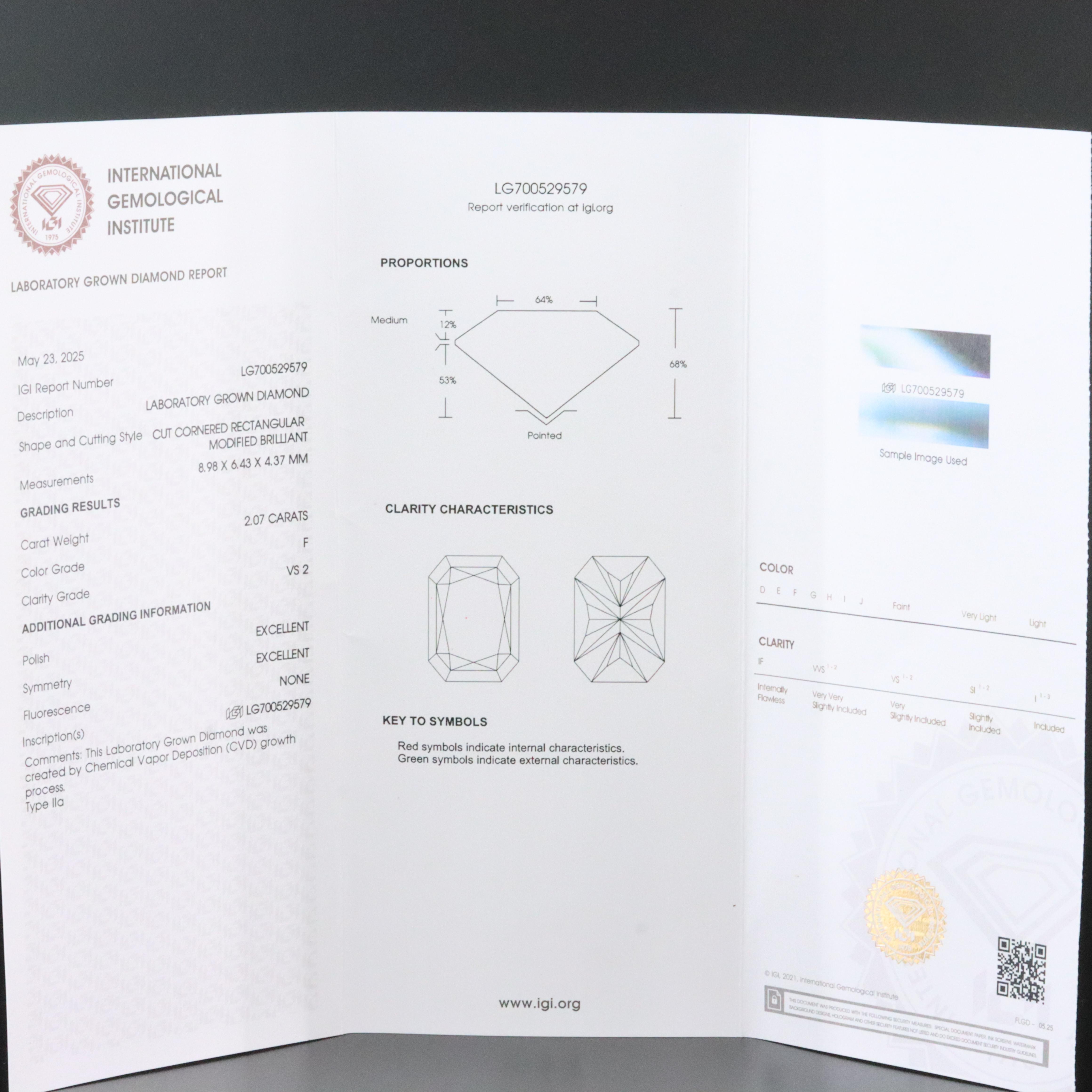 14K 2.07 CT Lab Grown Diamond Solitaire Ring with IGI Report