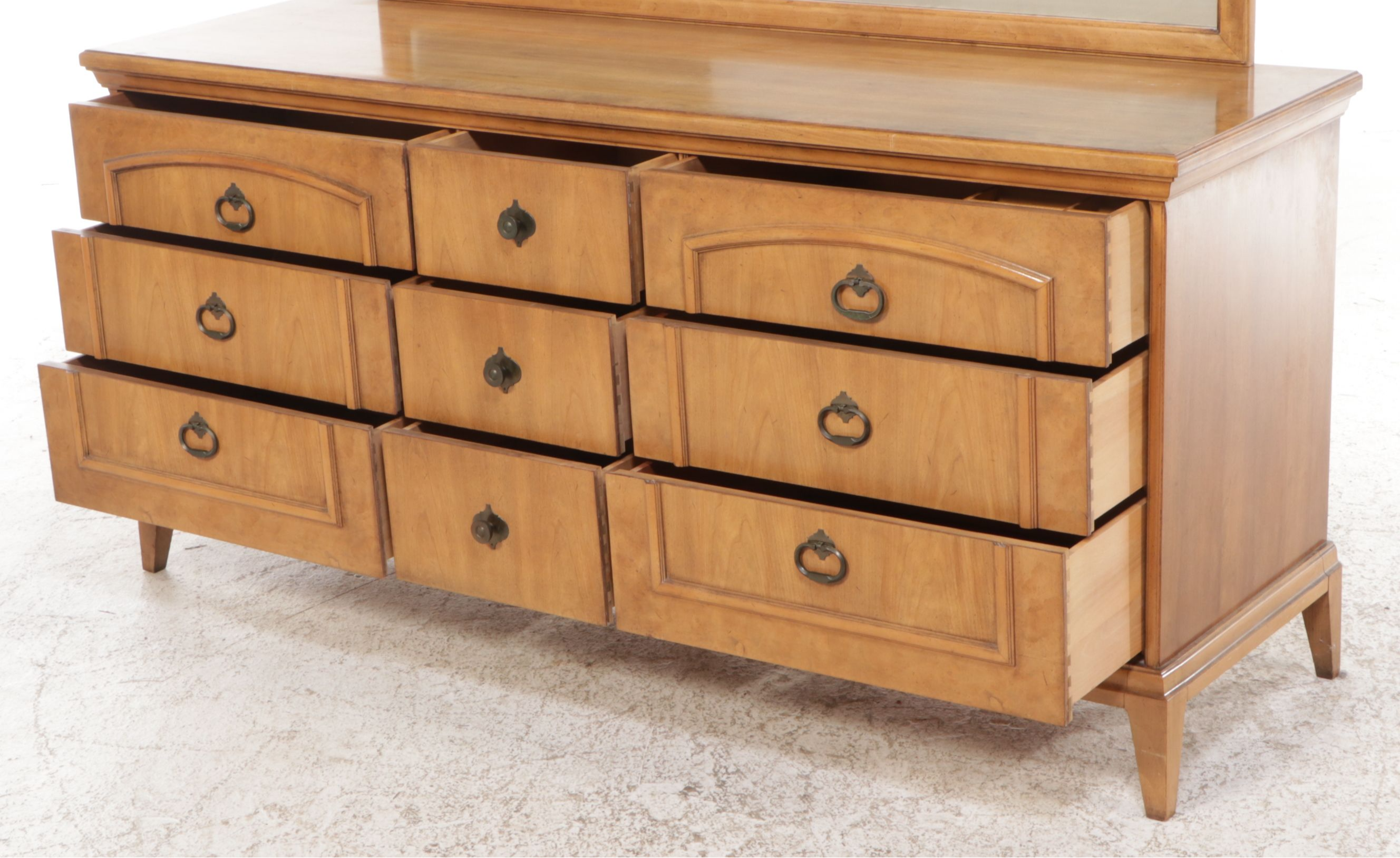 J. B. VanSciver Co. Walnut and Burl Wood Dresser, Mid-20th Century
