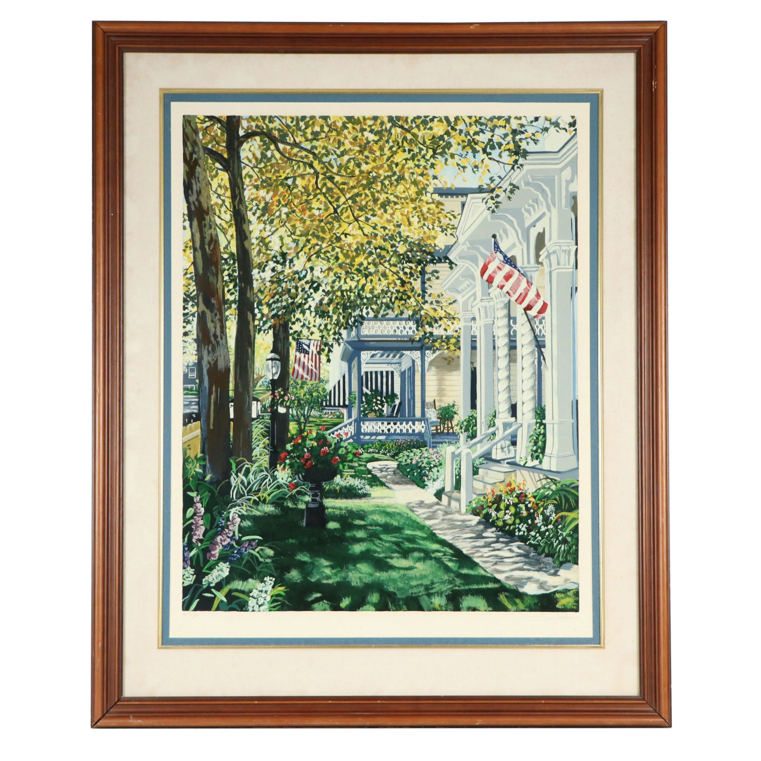 Susan Rios Serigraph "Main Street," Circa 1986