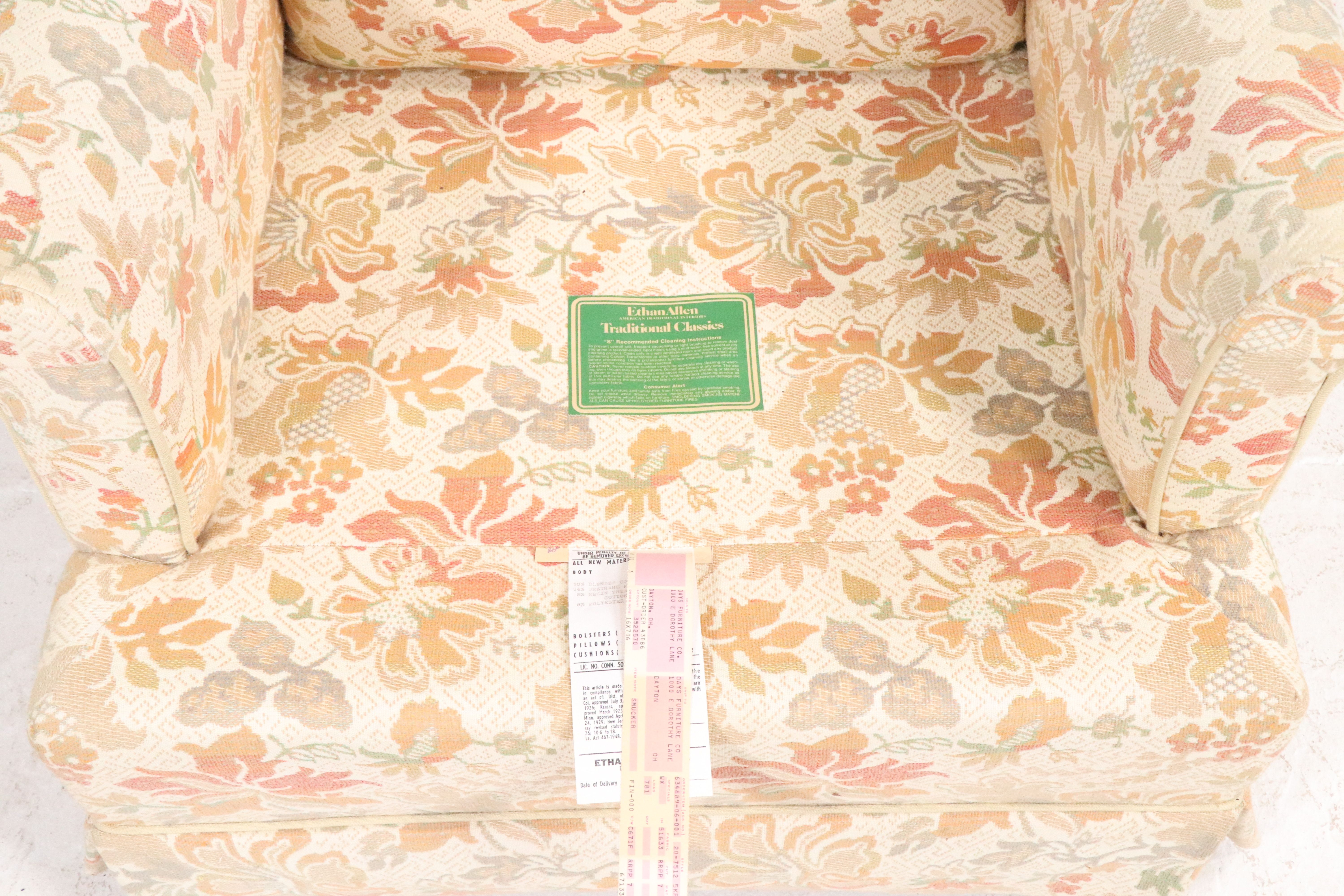 Ethan Allen "Traditional Classics" Floral Upholstered Armchair