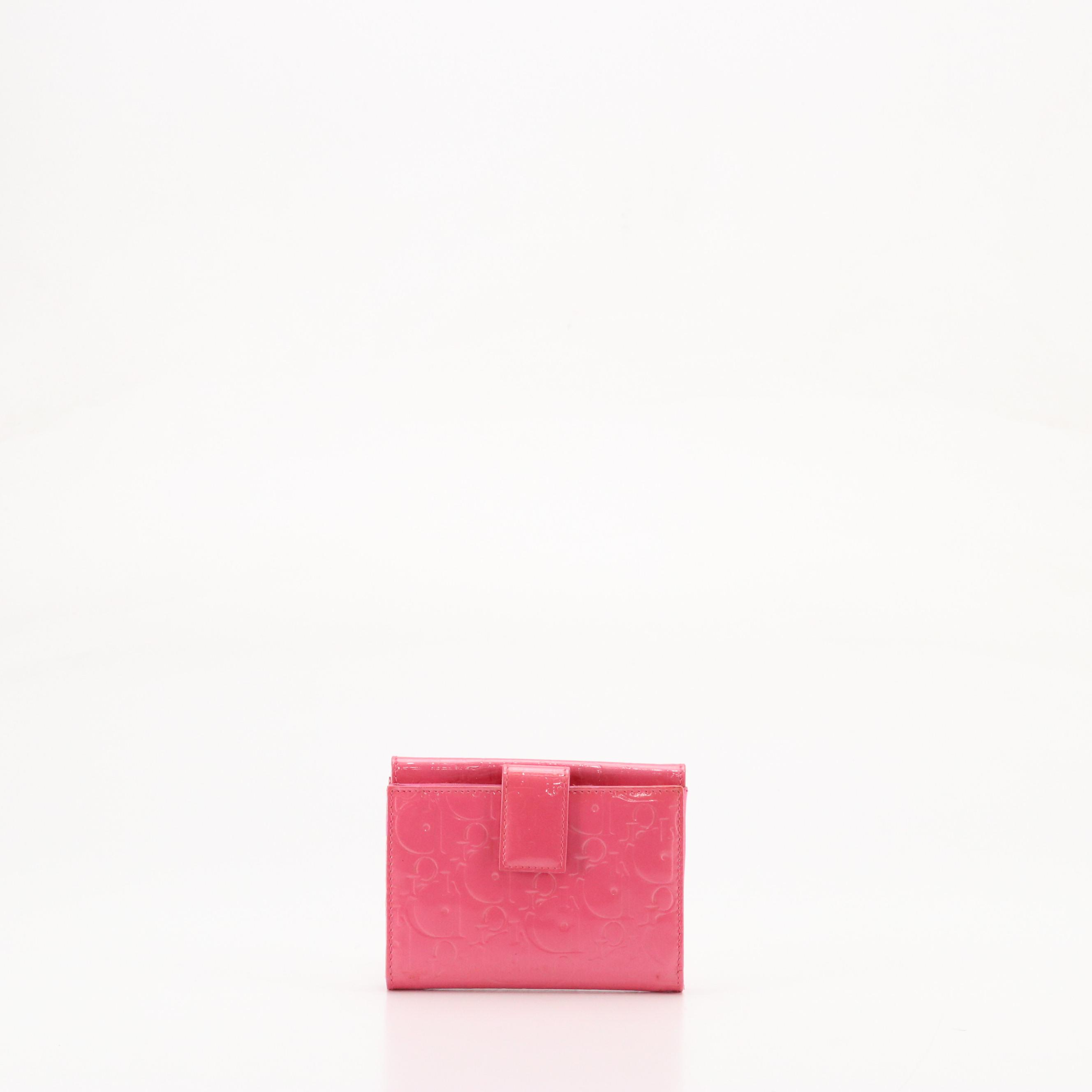 Christian Dior Trifold Wallet in Pink Diorissimo Patent Leather