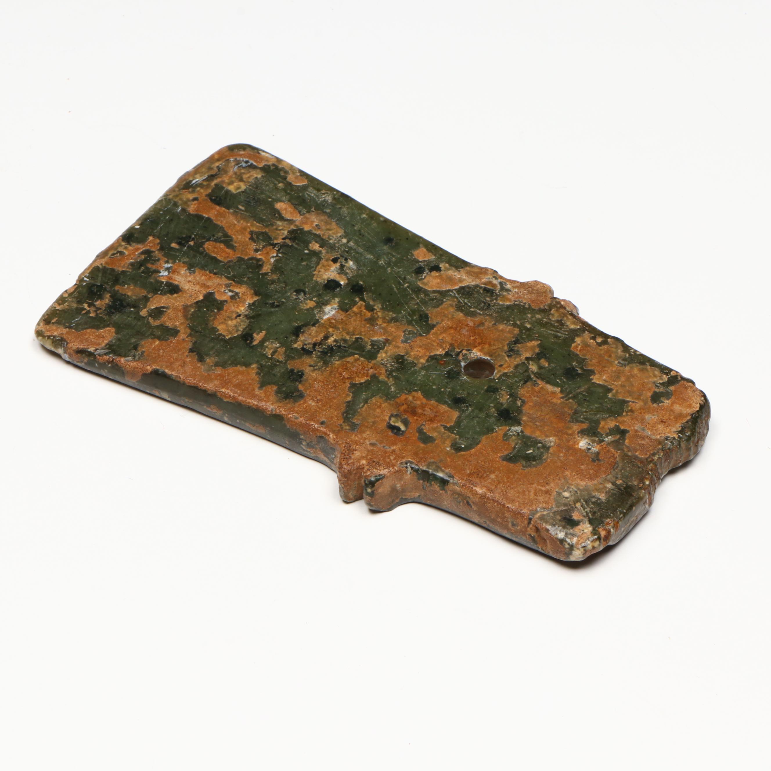 Antique Chinese Neolithic Carved Nephrite or other Hard Stone Yue Axe Head