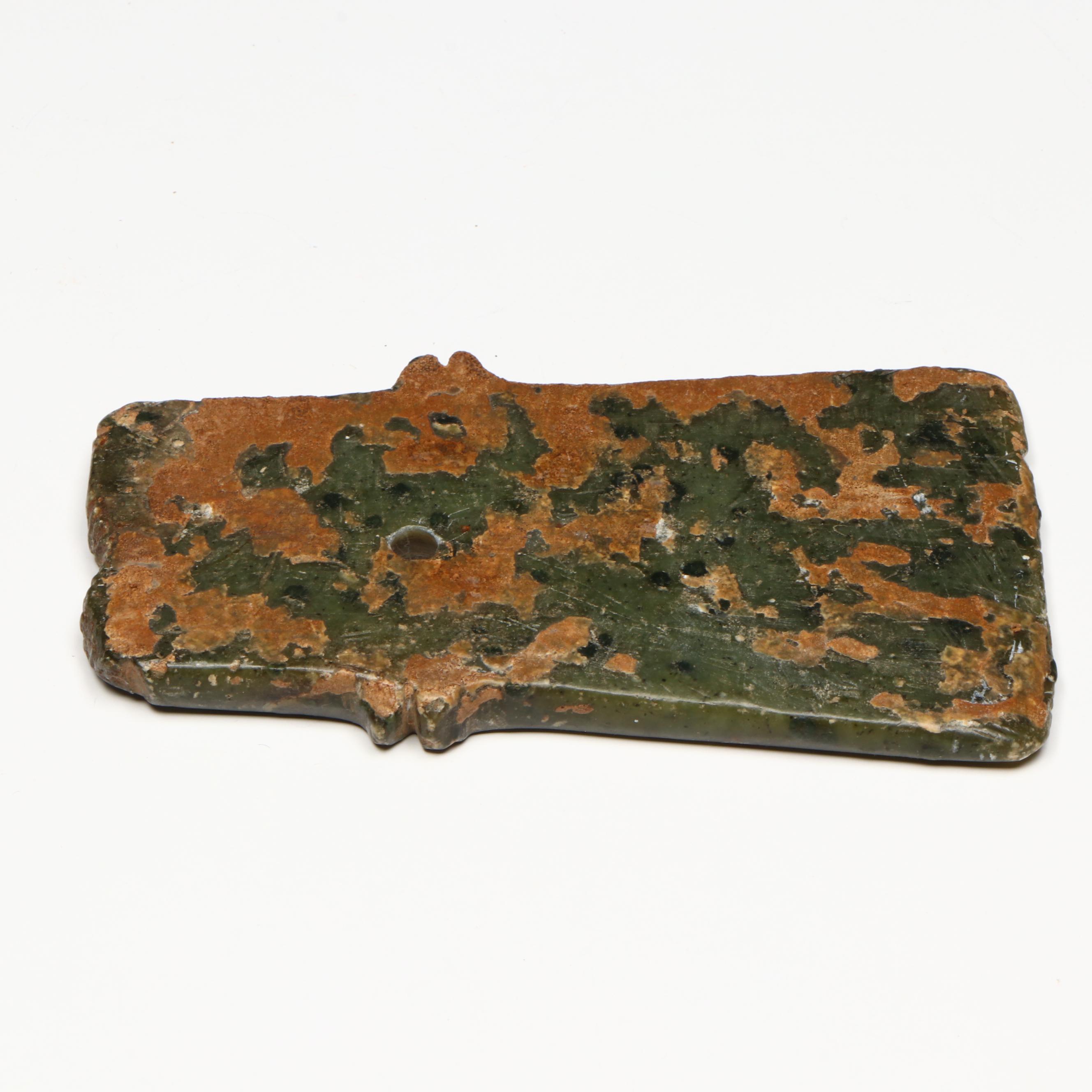 Antique Chinese Neolithic Carved Nephrite or other Hard Stone Yue Axe Head