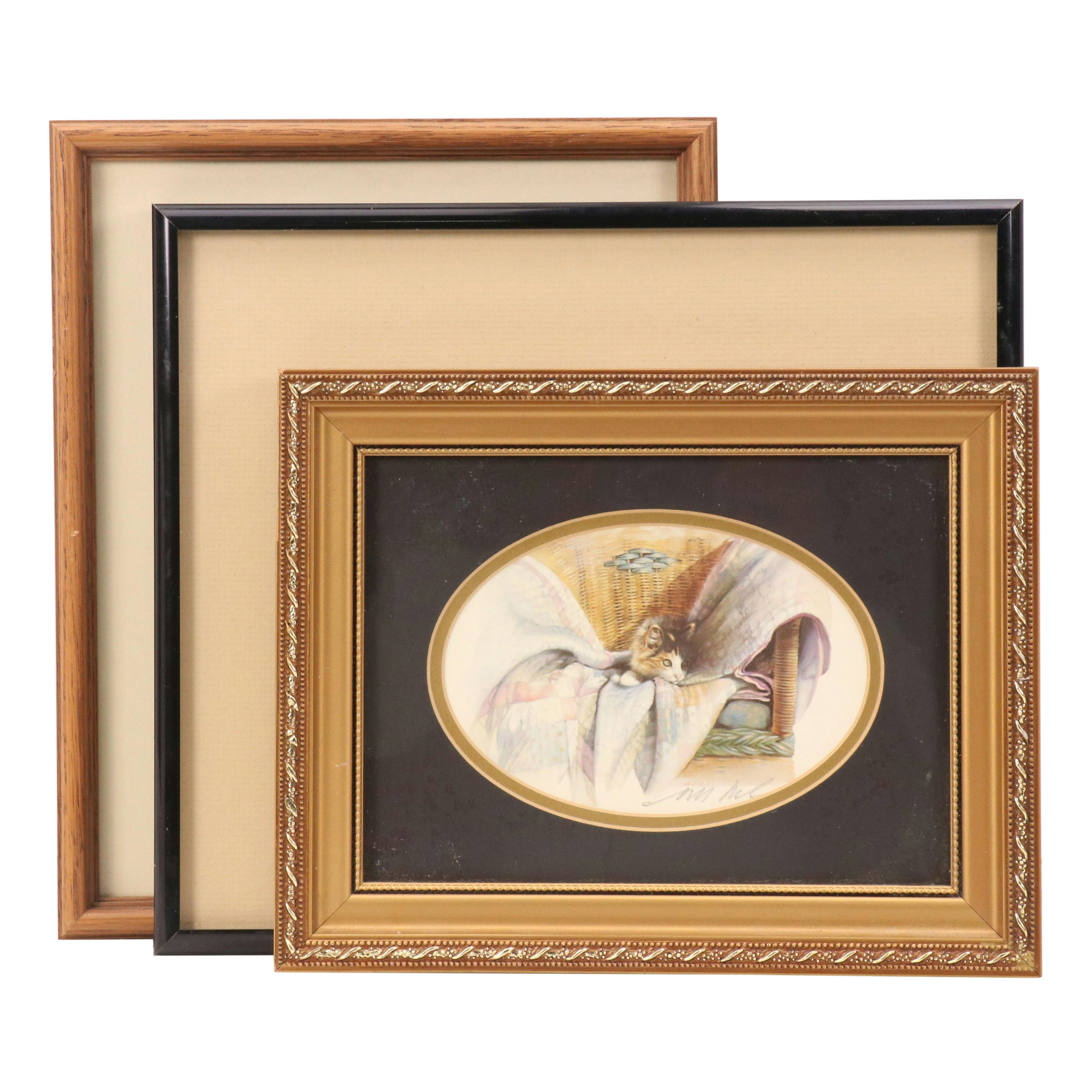 N. A. Noel Offset Lithograph "Calico" and Other Cat-Themed Art, 20th Century