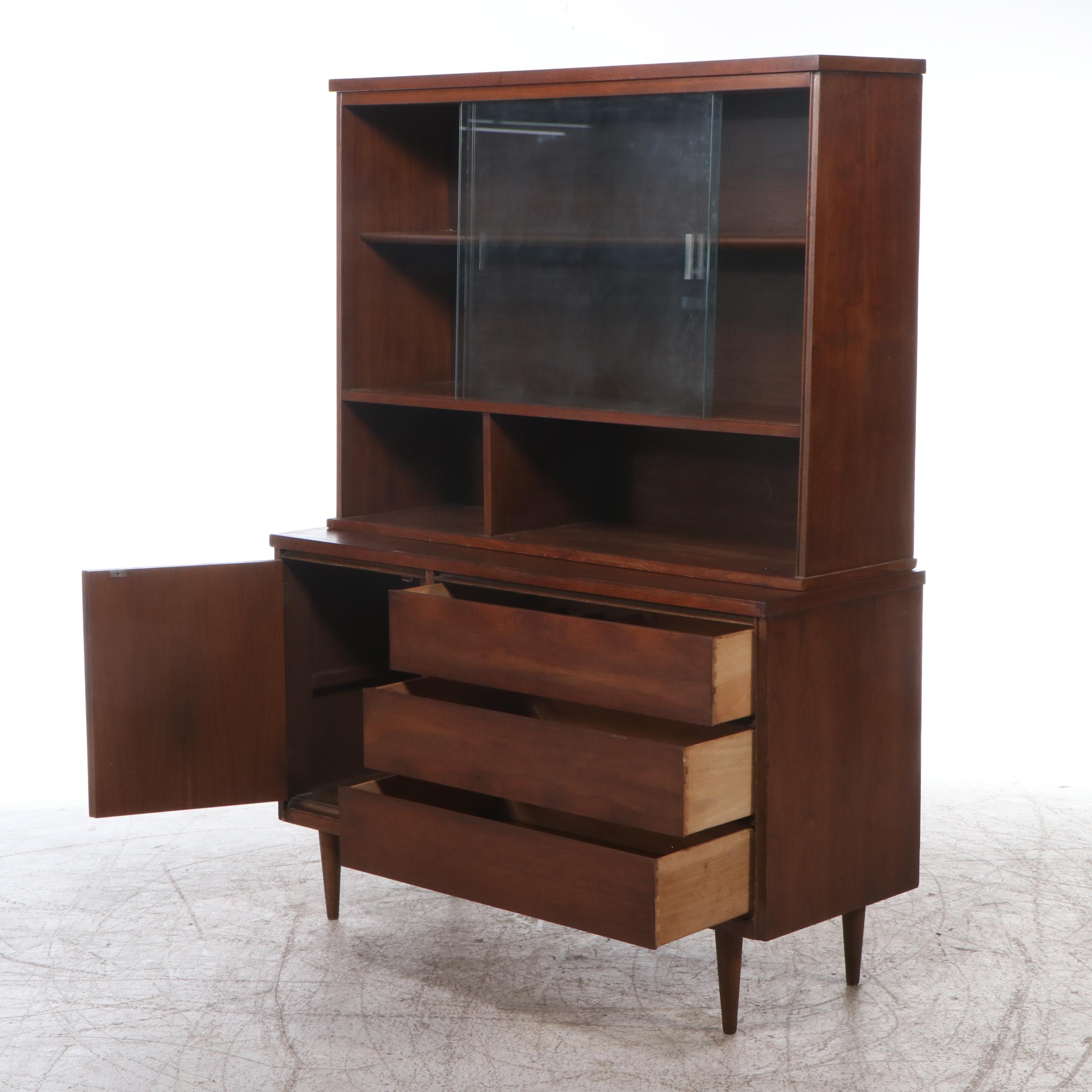 Bassett Mid Century Modern Walnut China Cabinet