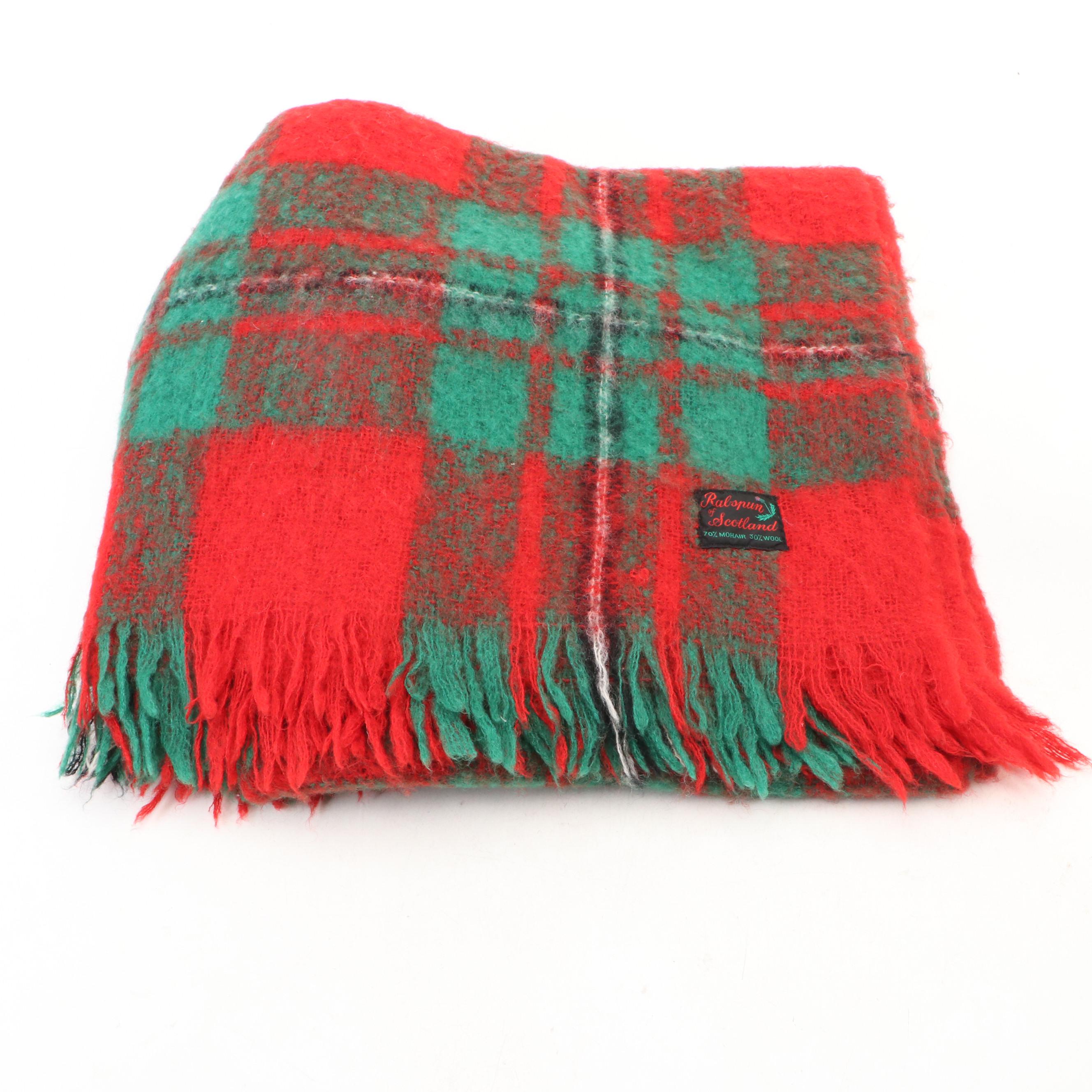 Vintage Knapdale and Rabspun of Scotland Plaid Wool Blanket, Other Sheepskin Rug