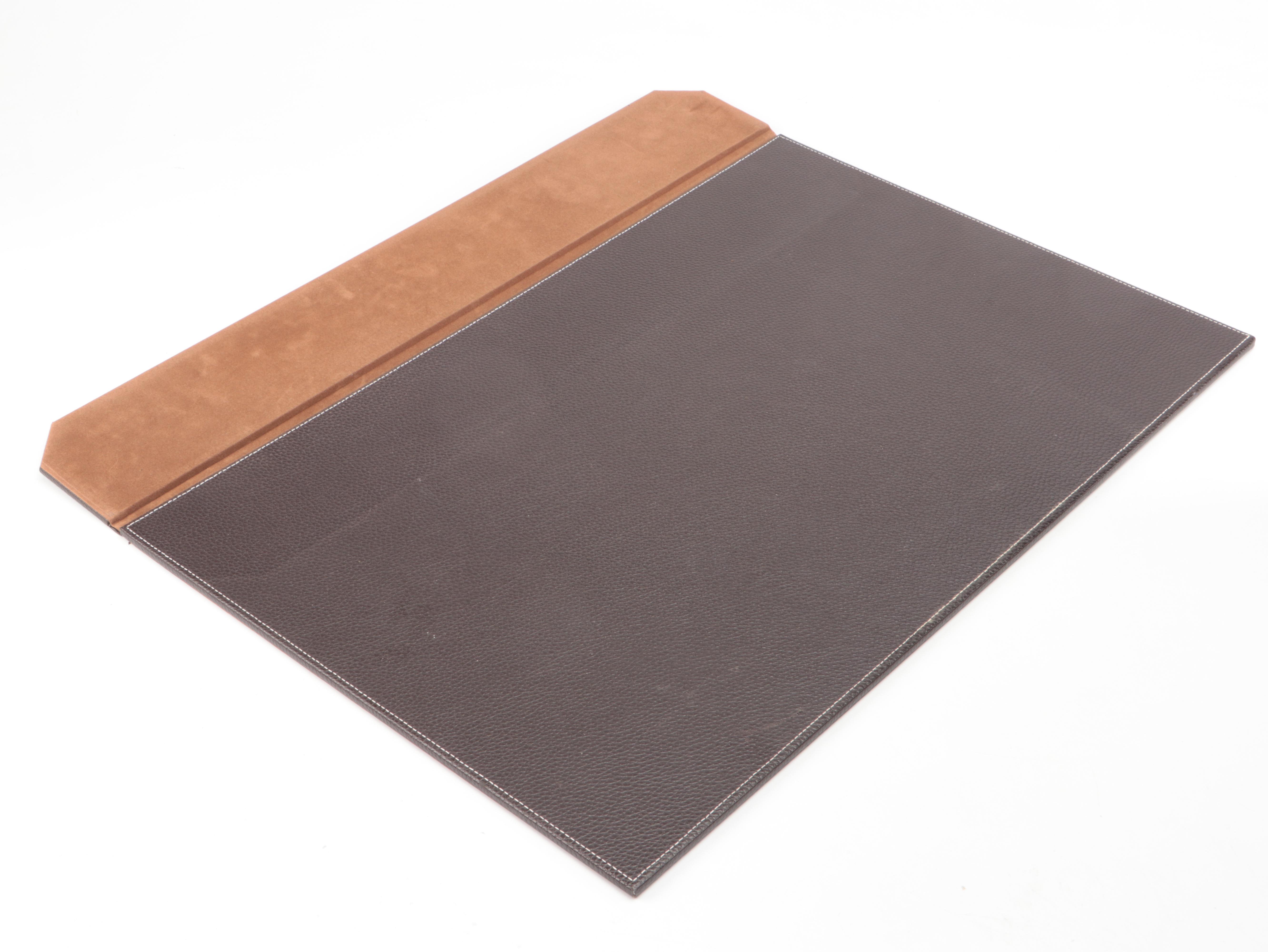 Faux Alligator Skin and Stitched Leather Desk Set with Folio