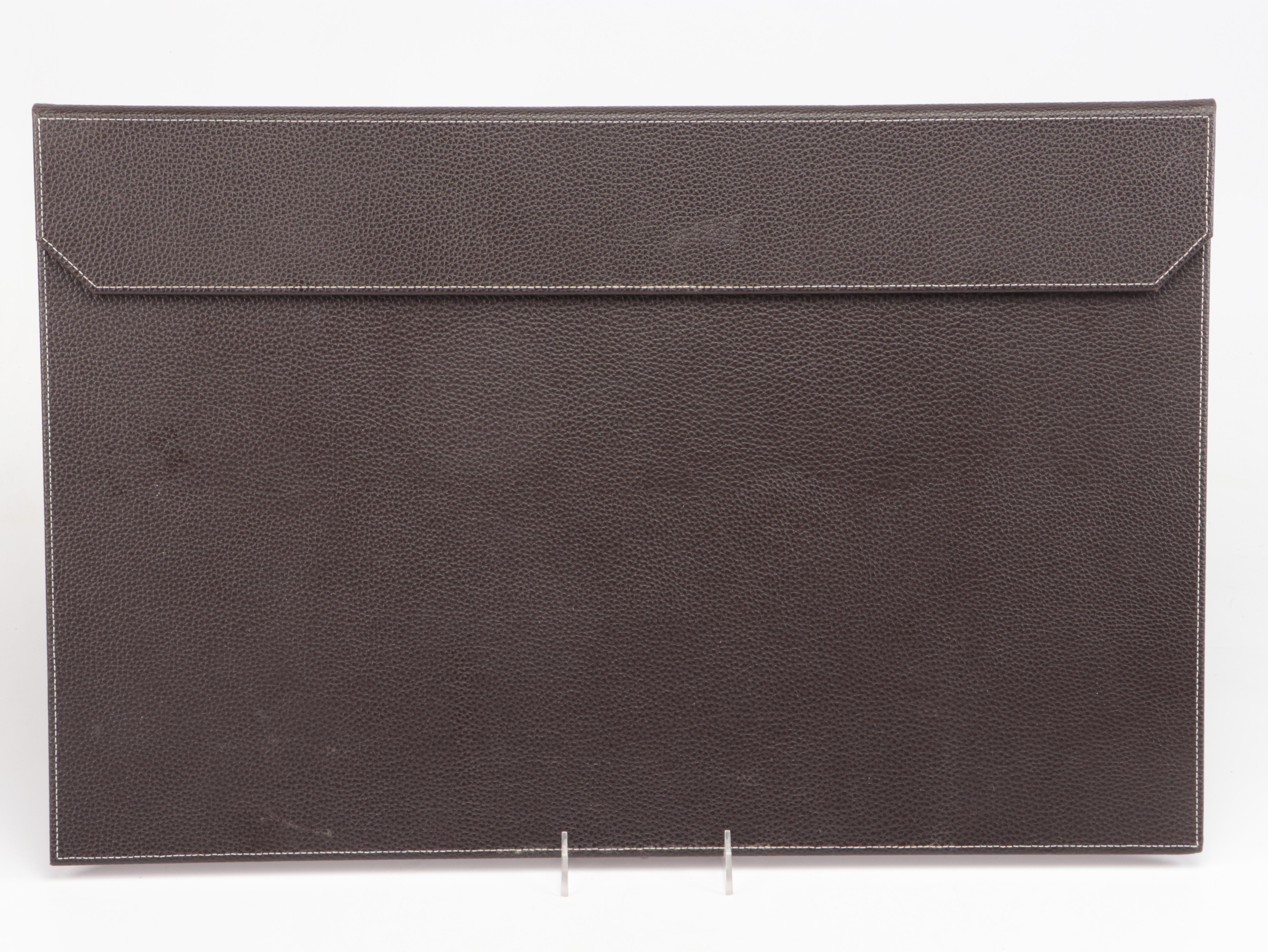 Faux Alligator Skin and Stitched Leather Desk Set with Folio