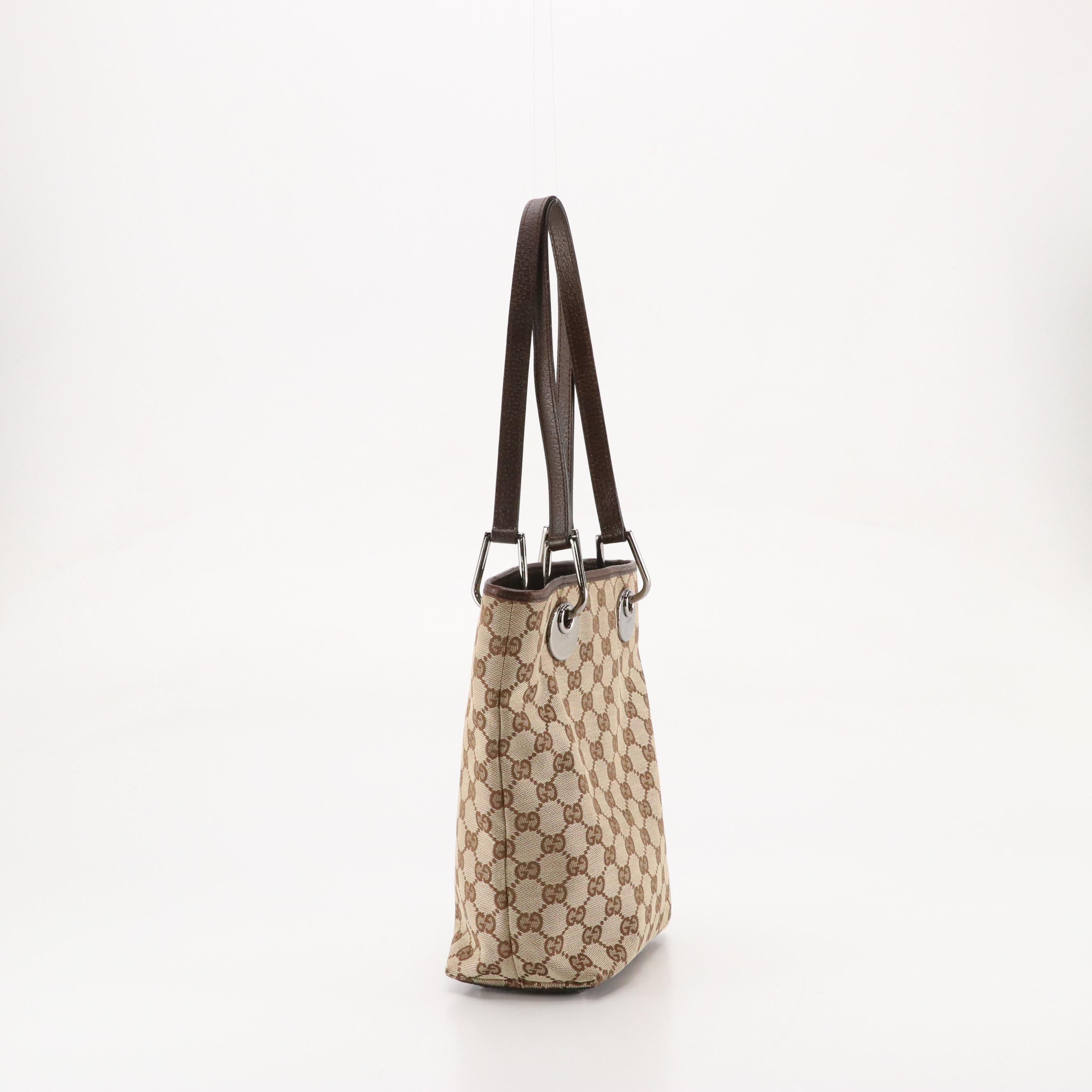 Gucci Small Eclipse Tote in GG Canvas with Leather Trim
