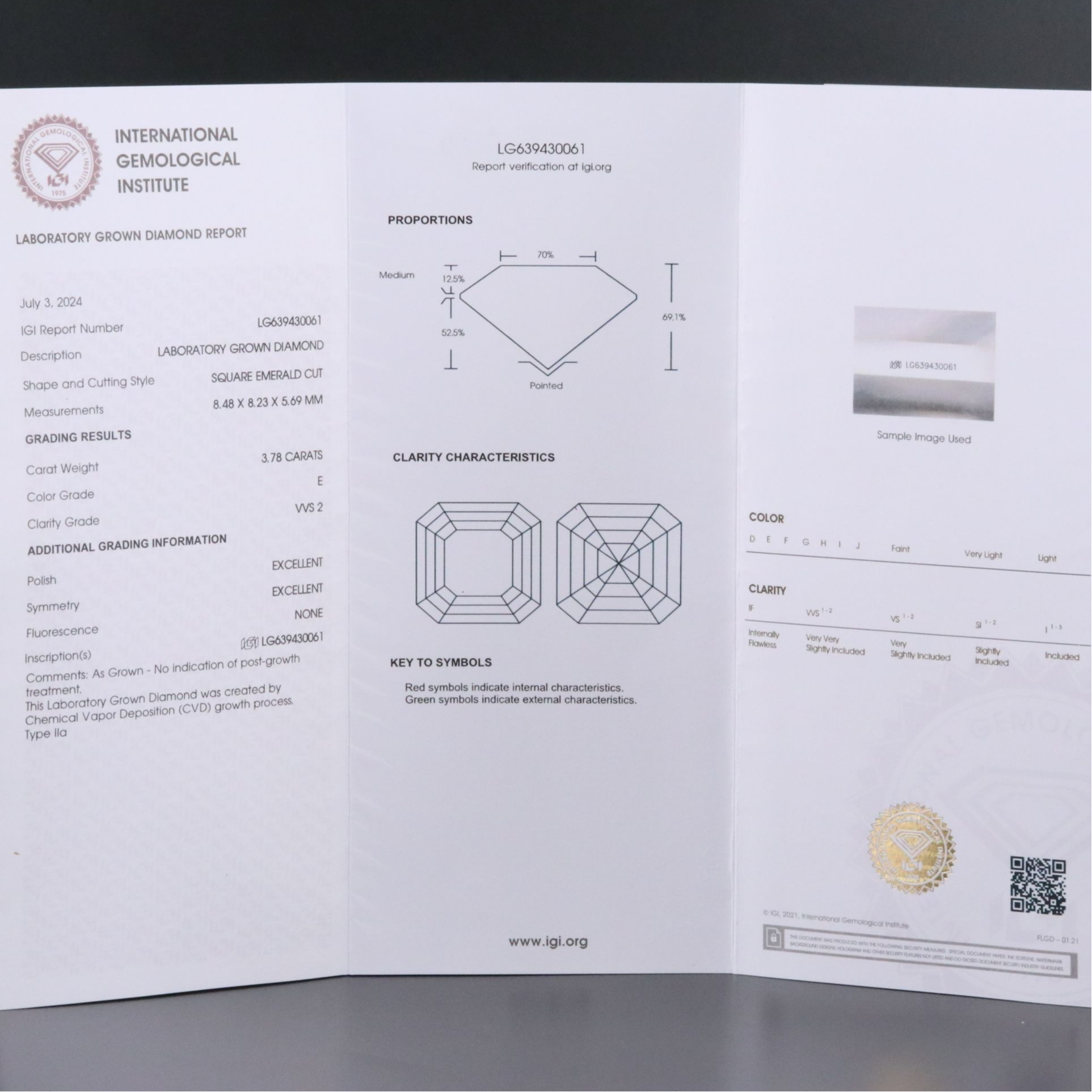 Platinum 4.23 CTW Lab Grown Diamond Ring with IGI Report