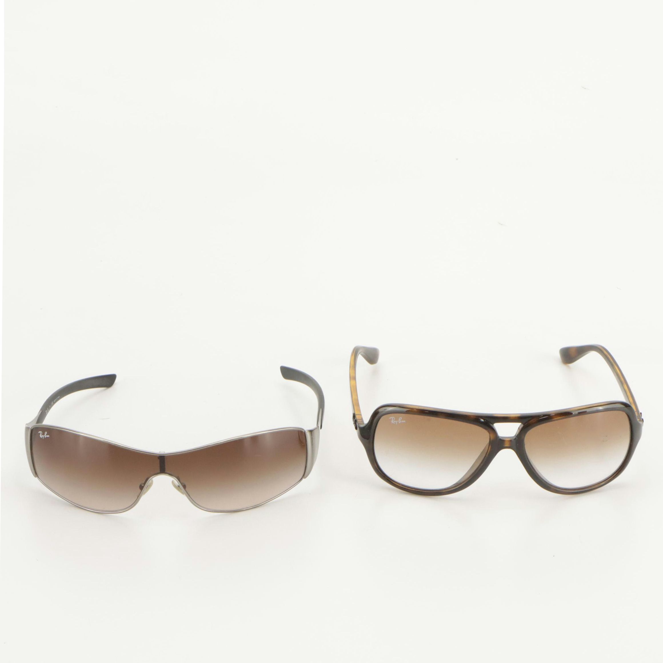 Ray-Ban RB4162 Havana Aviator and RB3268 Shield Sunglasses