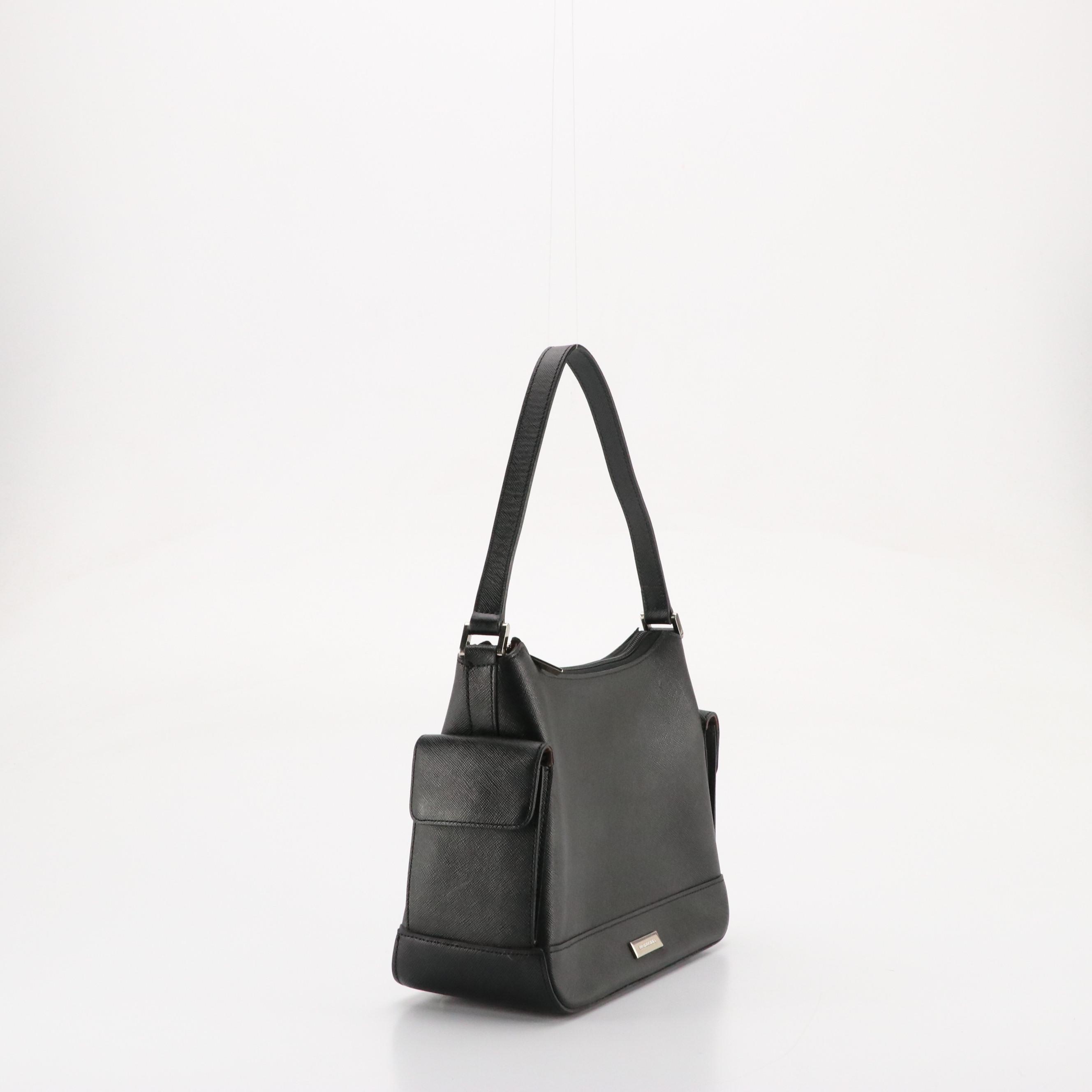 Burberry Side Pocket Shoulder Bag in Black Saffiano Leather